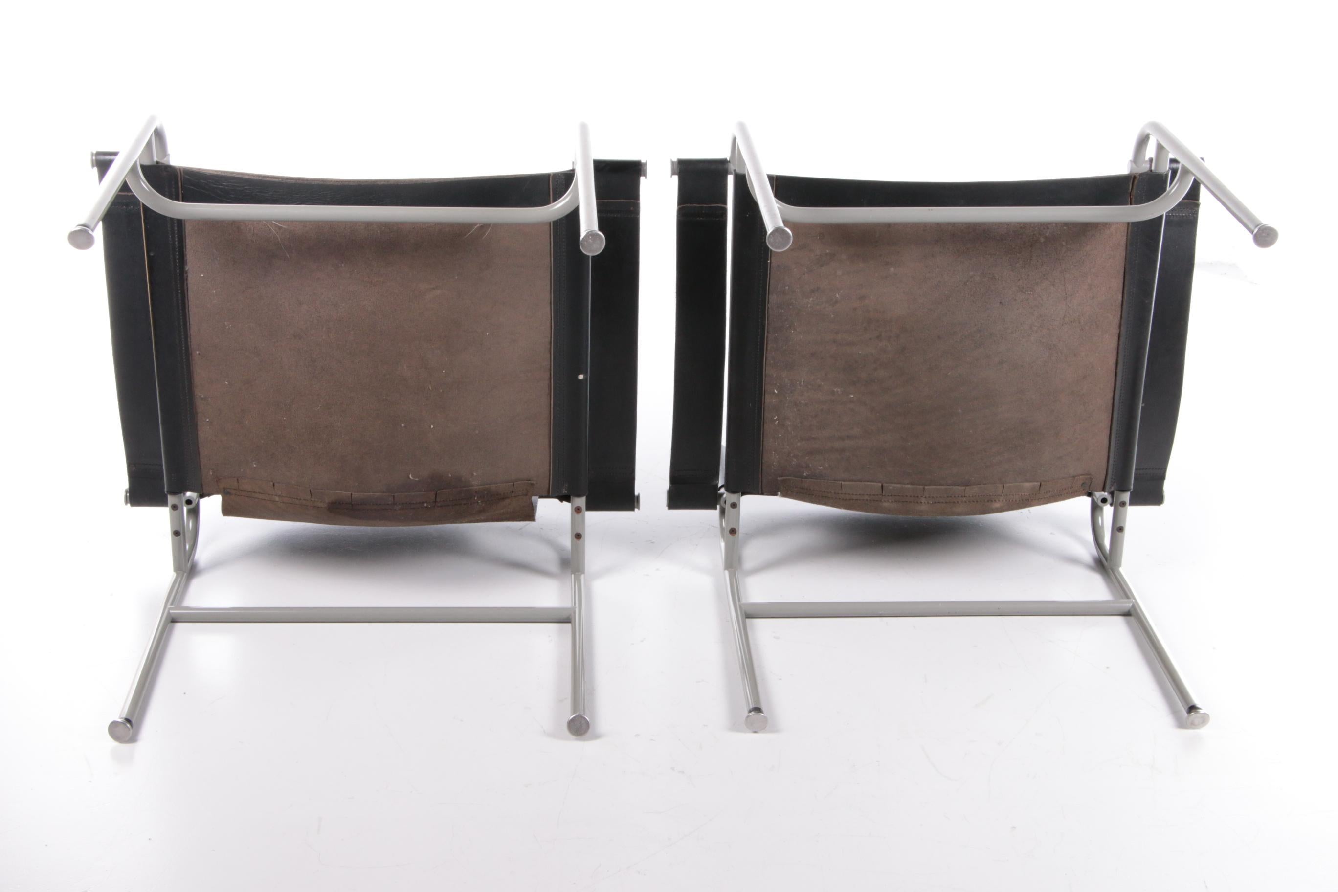 Walter Antonis Set of 2 Saddle Leather Armchairs Made by 't Spectrum, 1970 6