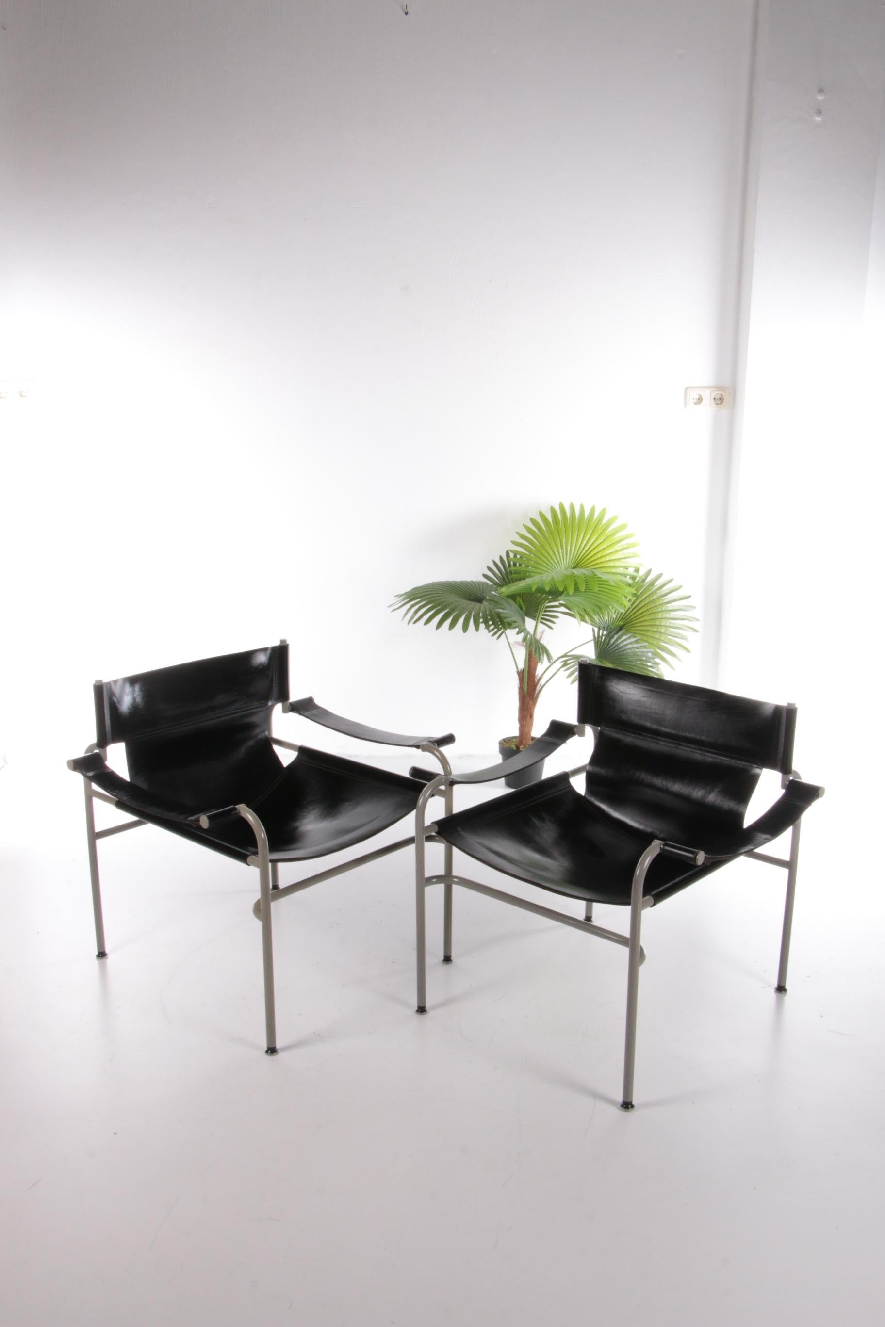 Walter Antonis set of 2 saddle leather armchairs made by 't Spectrum, 1970


Beautiful set of rare black saddle leather armchairs by Walter Antonis for 't Spectrum.

These armchairs were only produced for one year, by furniture company I-Form
