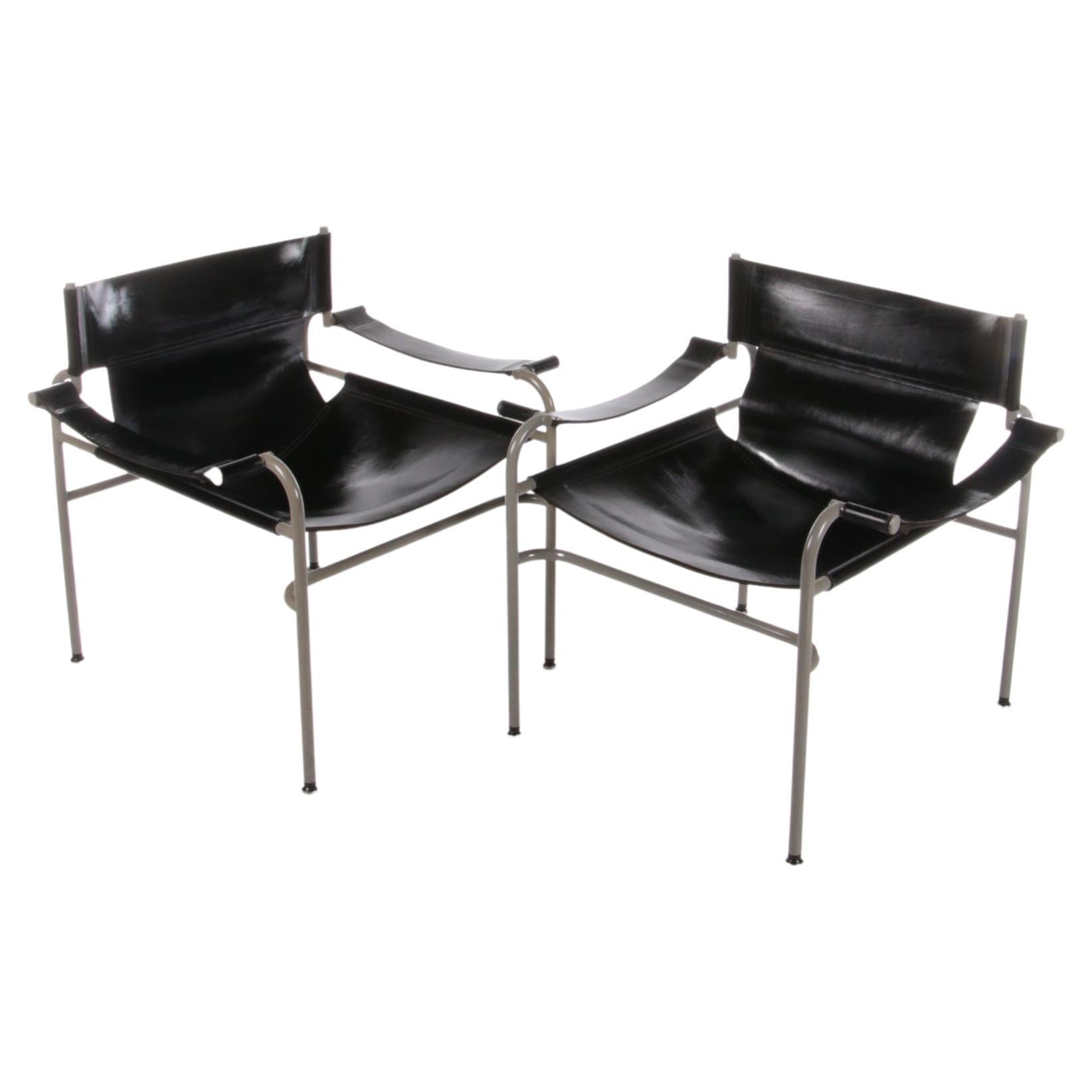 Walter Antonis Set of 2 Saddle Leather Armchairs Made by 't Spectrum, 1970