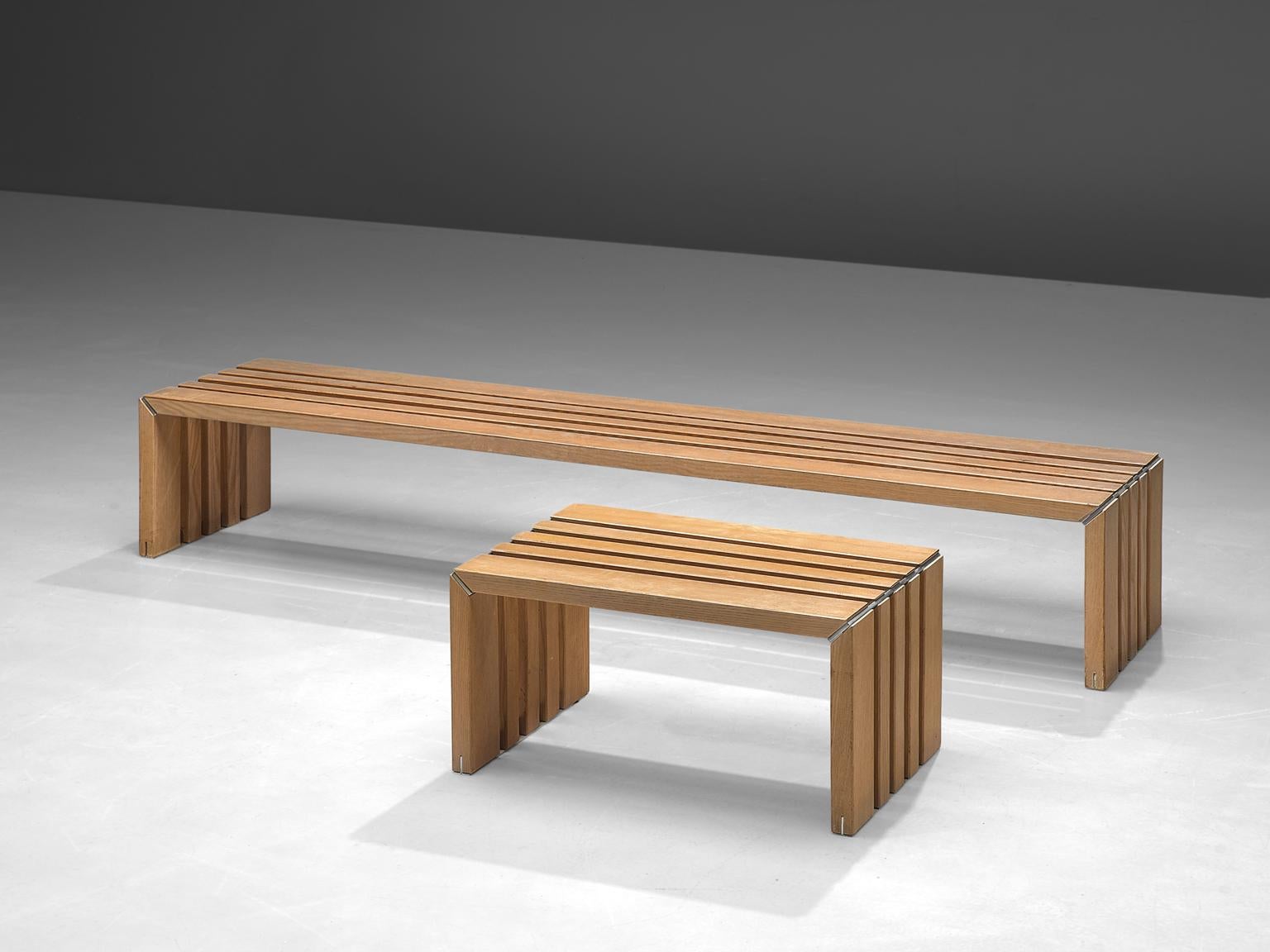 Mid-Century Modern Walter Antonis Set of Slat Benches in Ash for 't Spectrum