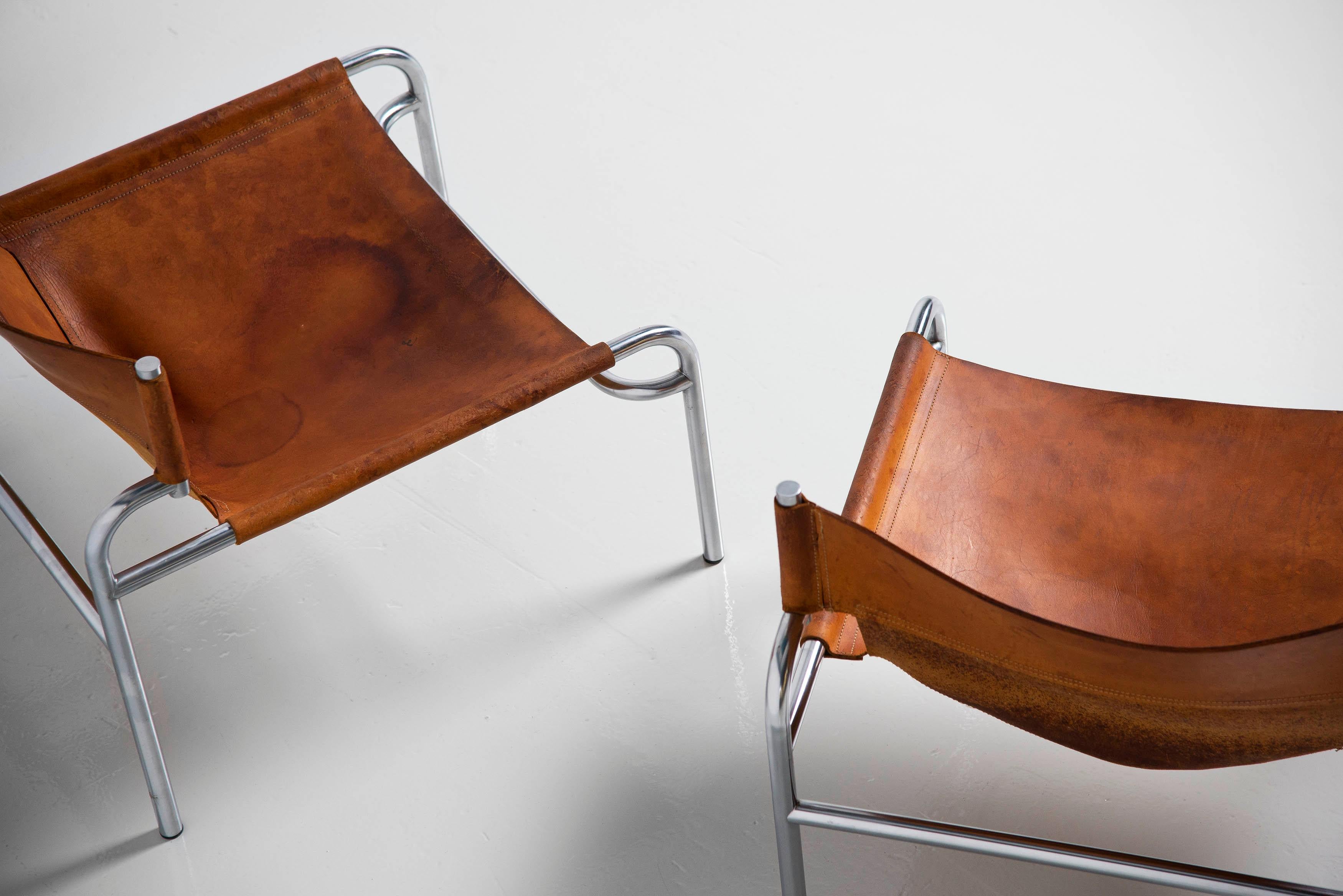 Stainless Steel Walter Antonis SZ12 lounge chairs 't Spectrum, Holland, 1971