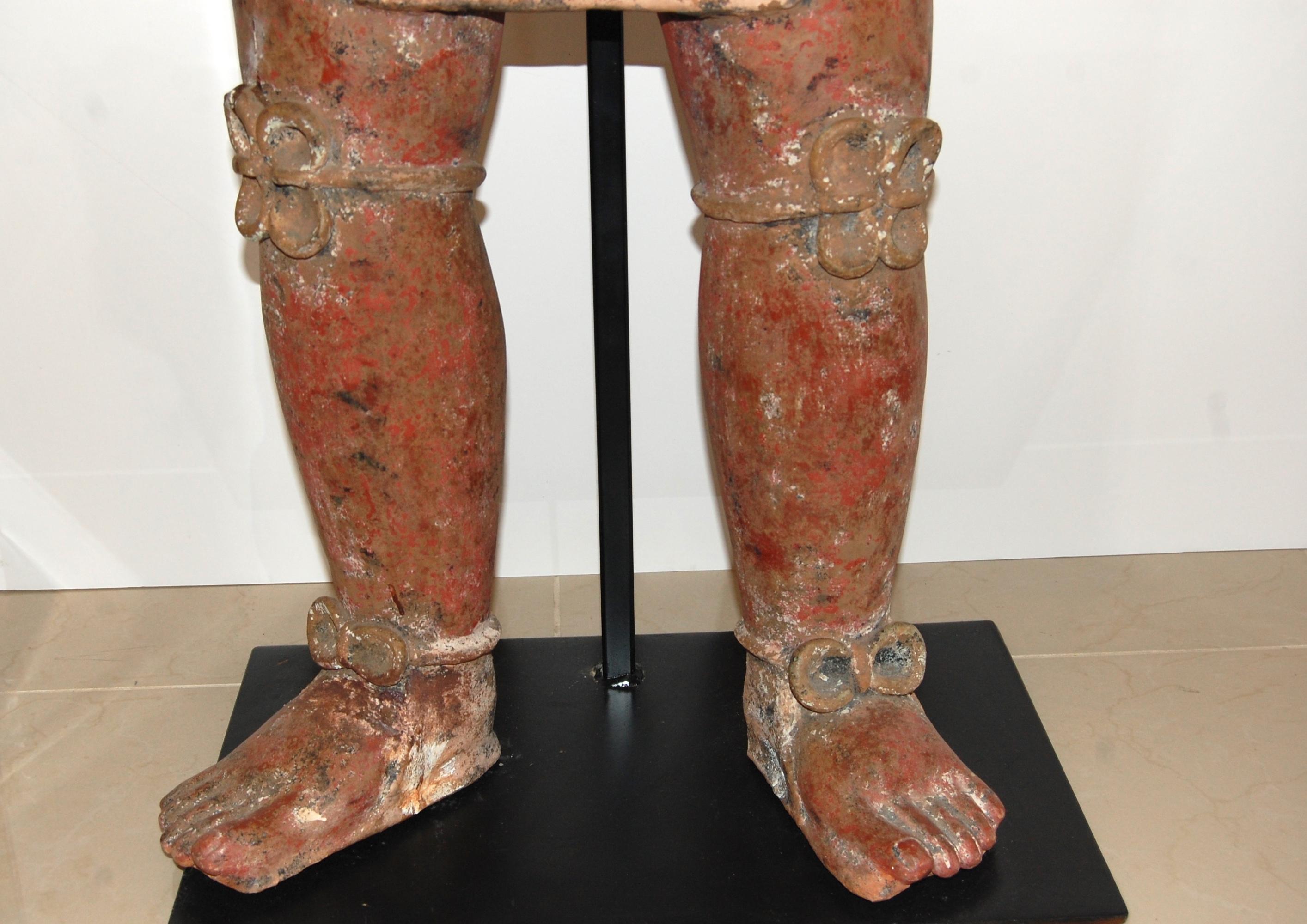  Life Size Pre Columbian Style Clay Sculpture - Brown Figurative Sculpture by Walter Bastianetto