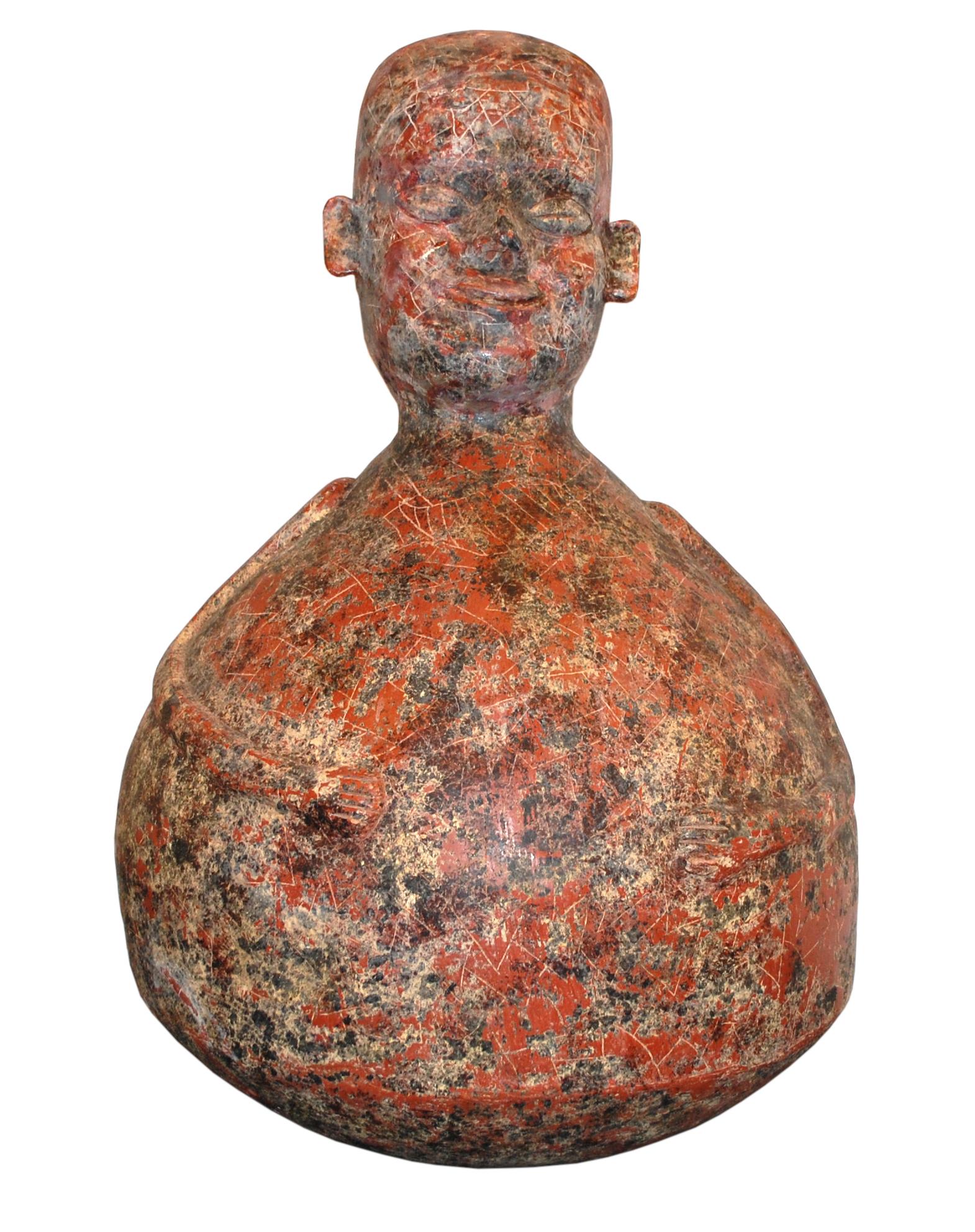  Terracotta Happy Man Sculpture - Brown Figurative Sculpture by Walter Bastianetto