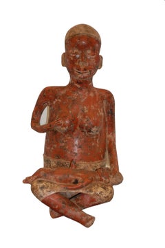 Retro   Seated Woman With Child Terra-Cotta Sculpture