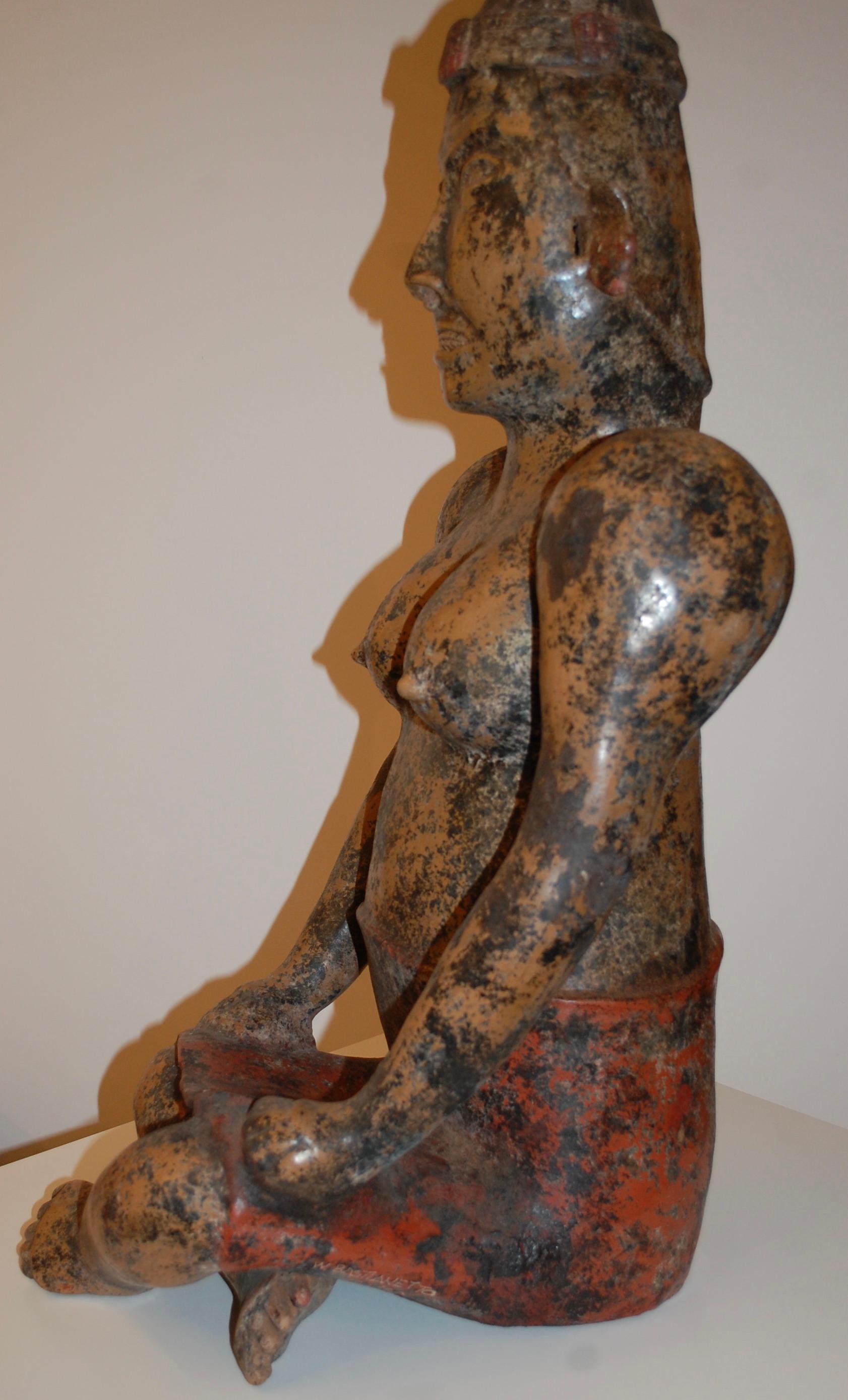 Seated Figure Clay Sculpture For Sale 4