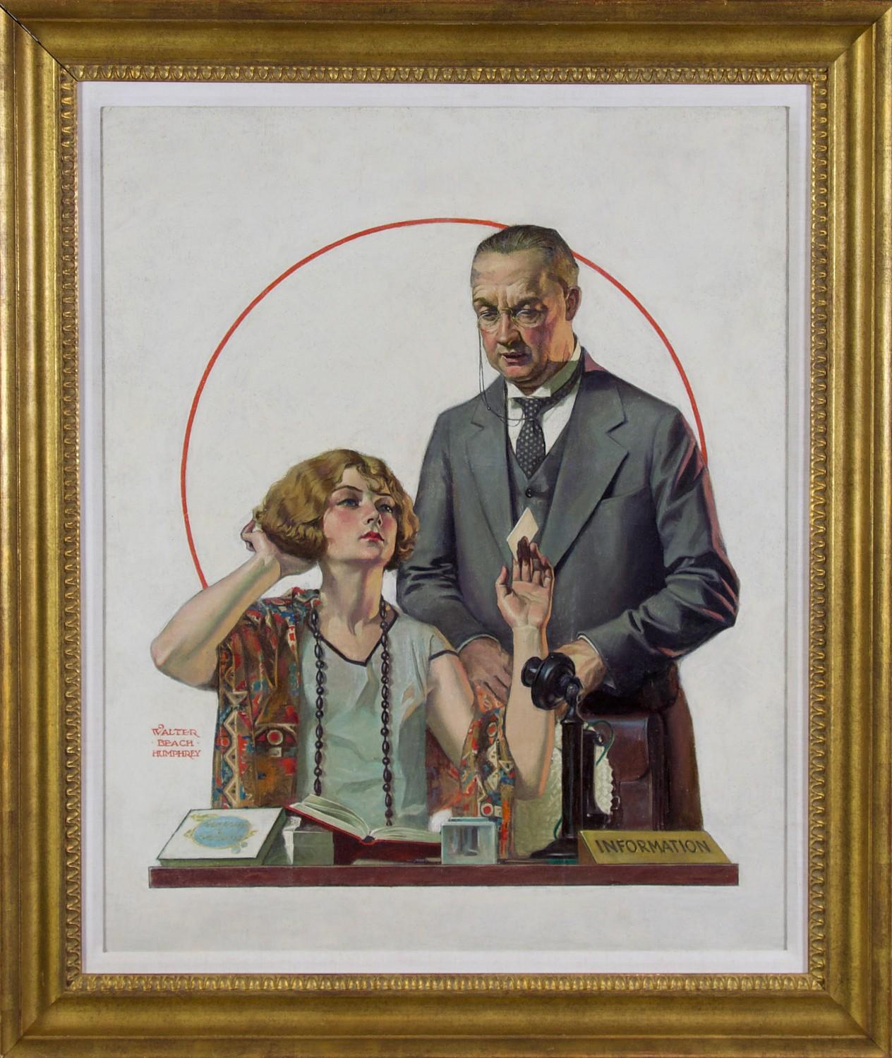 En Conferencia, portada original de la revista Liberty, mujer a la moda de los años 20 - Painting de Walter Beach Humphrey