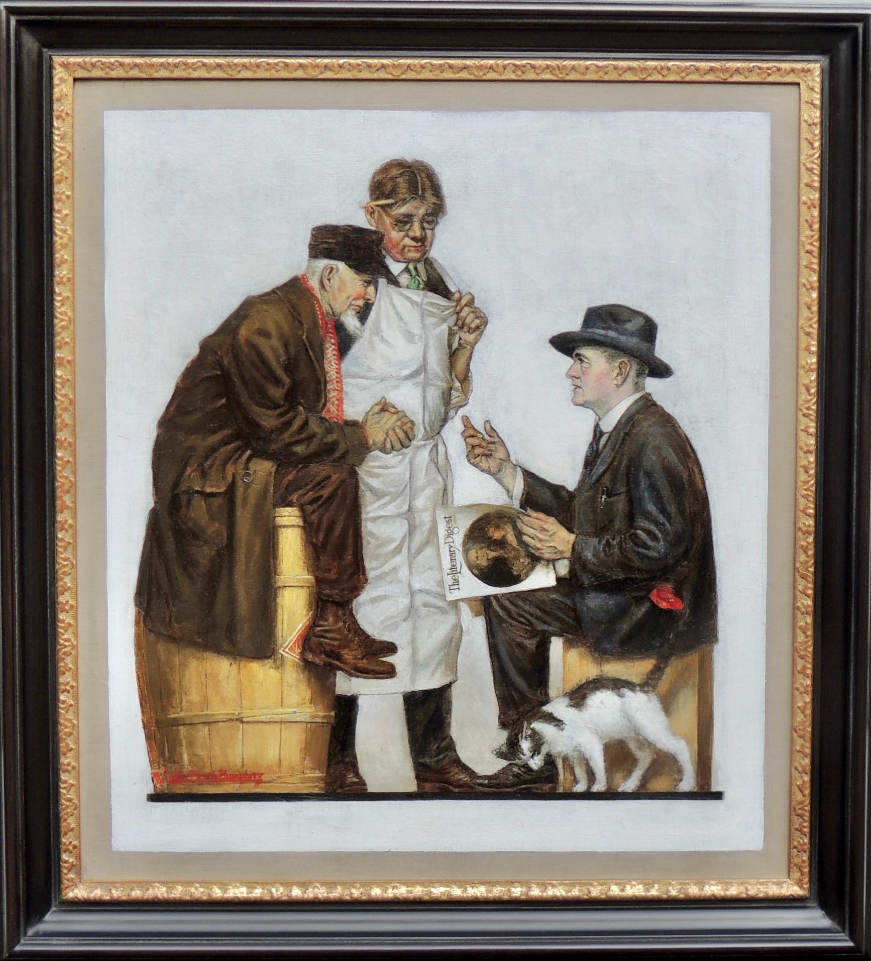 Three Men Talking - Painting by Walter Beach Humphrey