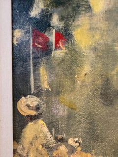 English Impressionist Elegant ladies having tea in a landscape during the Summer