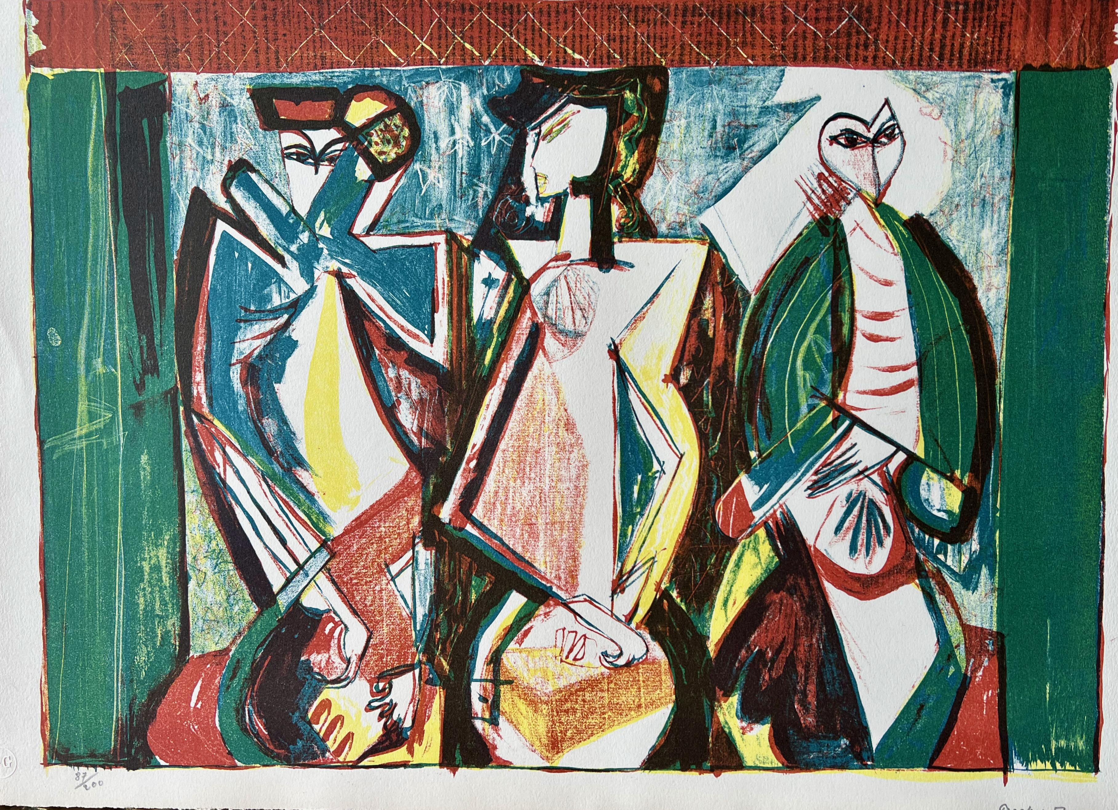 Walter Becker Figurative Painting - Three Figures
