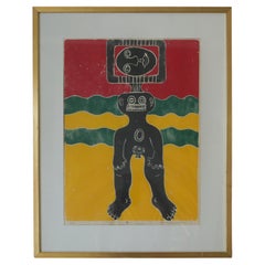 Used Walter Bengtsson, Color Woodcut, 1970s, Framed