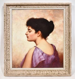 Antique American Portrait Oil Painting, Young Beautiful Woman, Walter Blackman