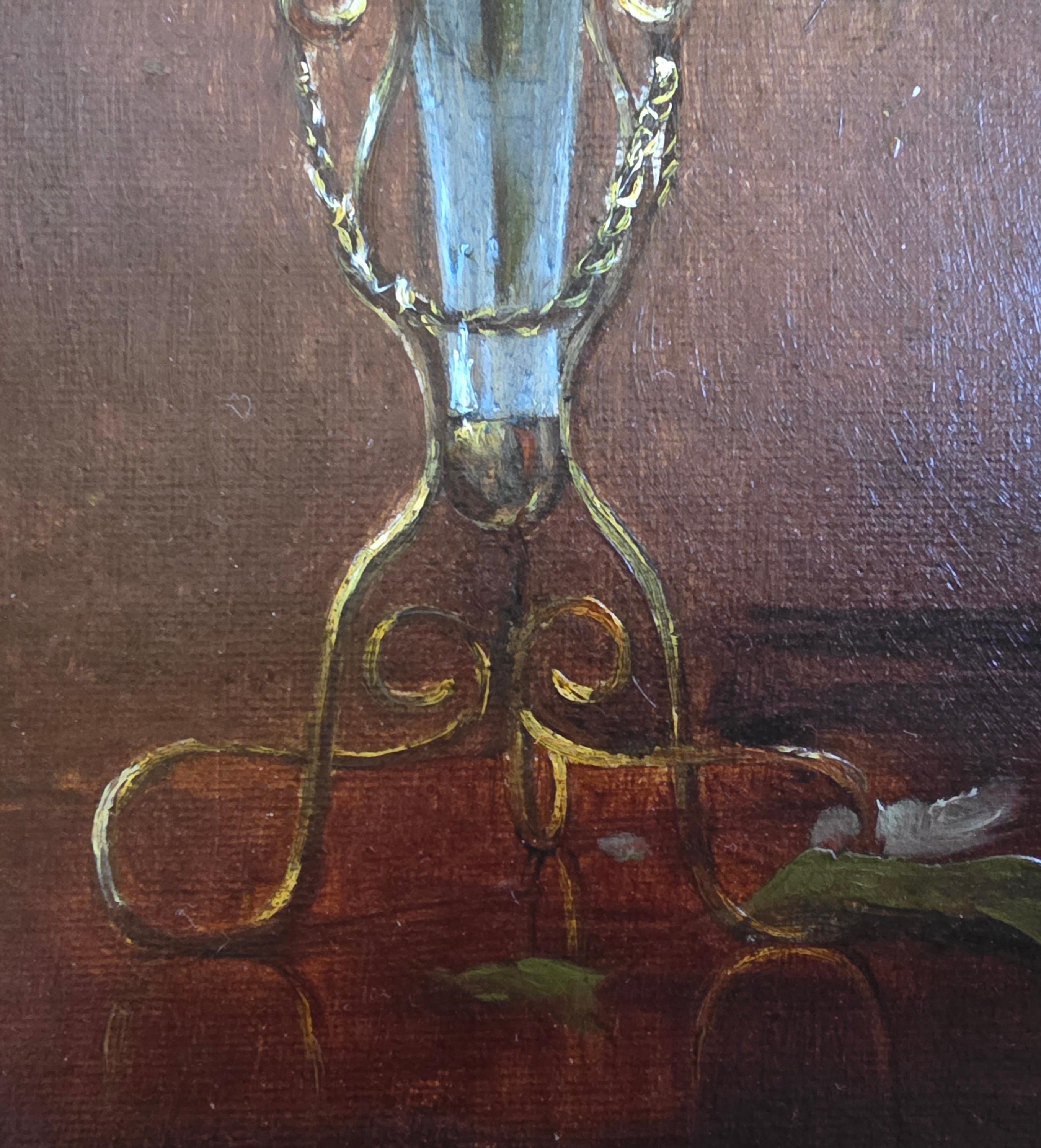 Apfelblüte in einer Vase (Braun), Still-Life Painting, von Walter Blackman