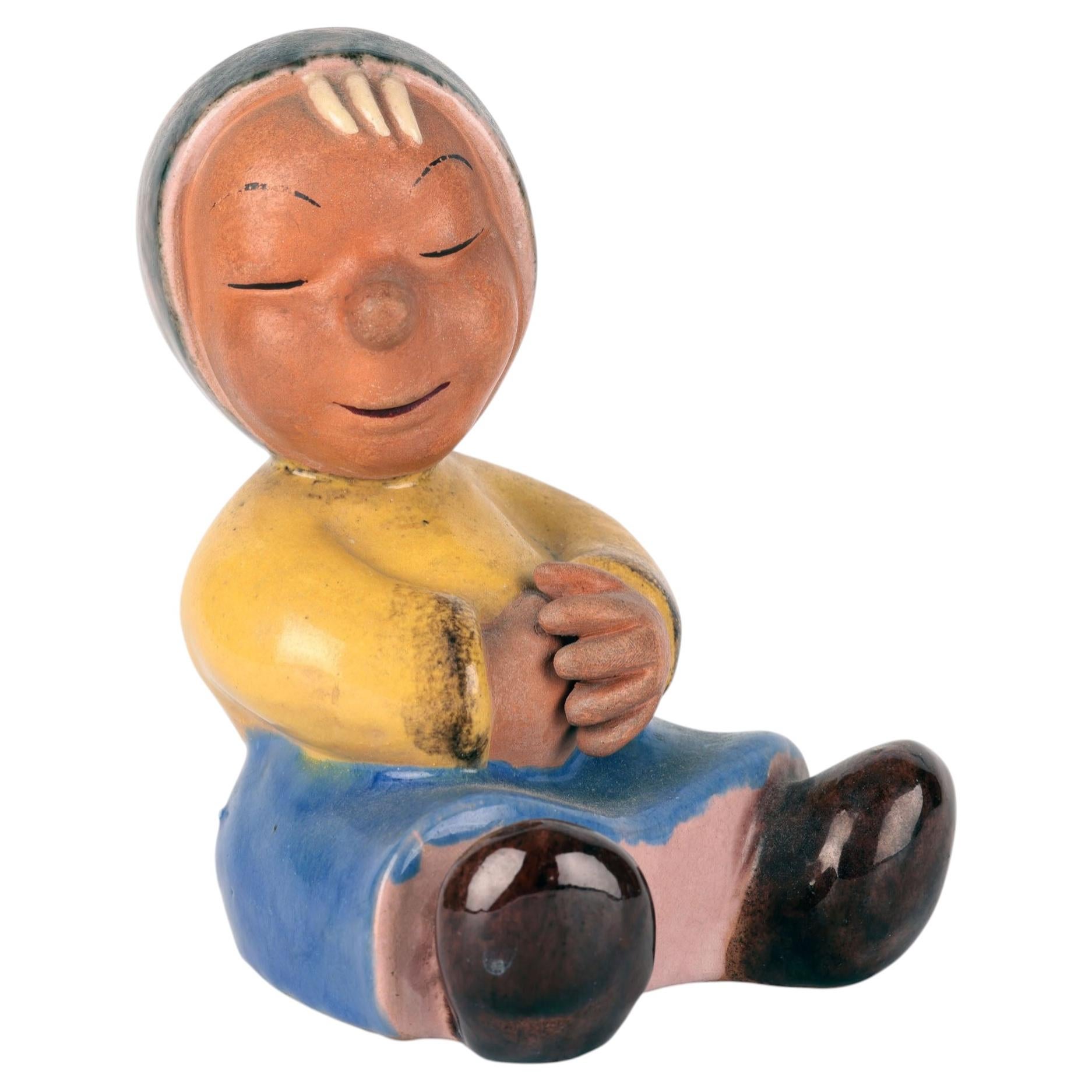 Walter Bosse Art Deco Austrian Pottery Seated Girl Figure