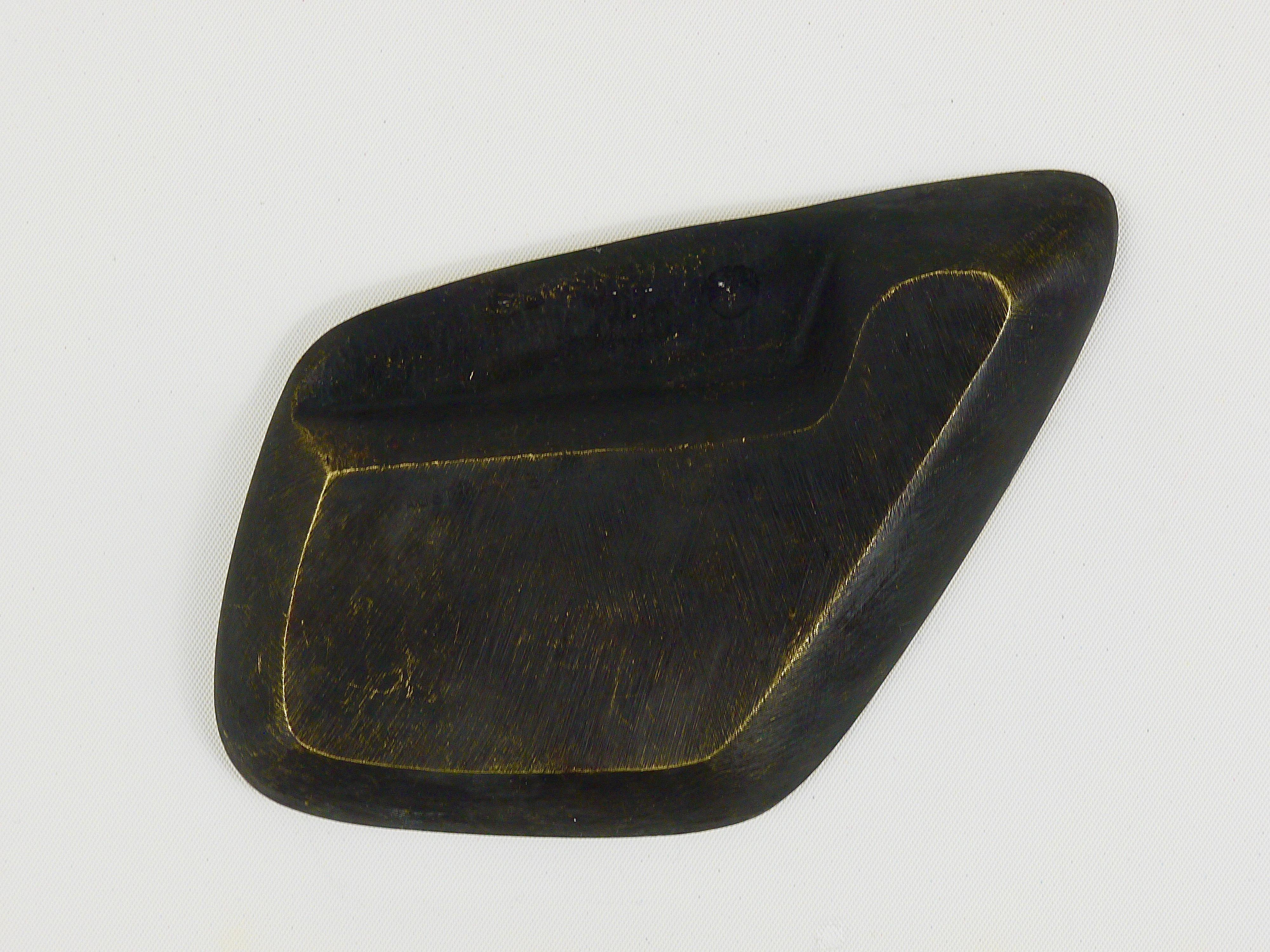 Walter Bosse Asymmetrical Modernist Black Brass Ashtray by Herta Baller, 1950s For Sale 3