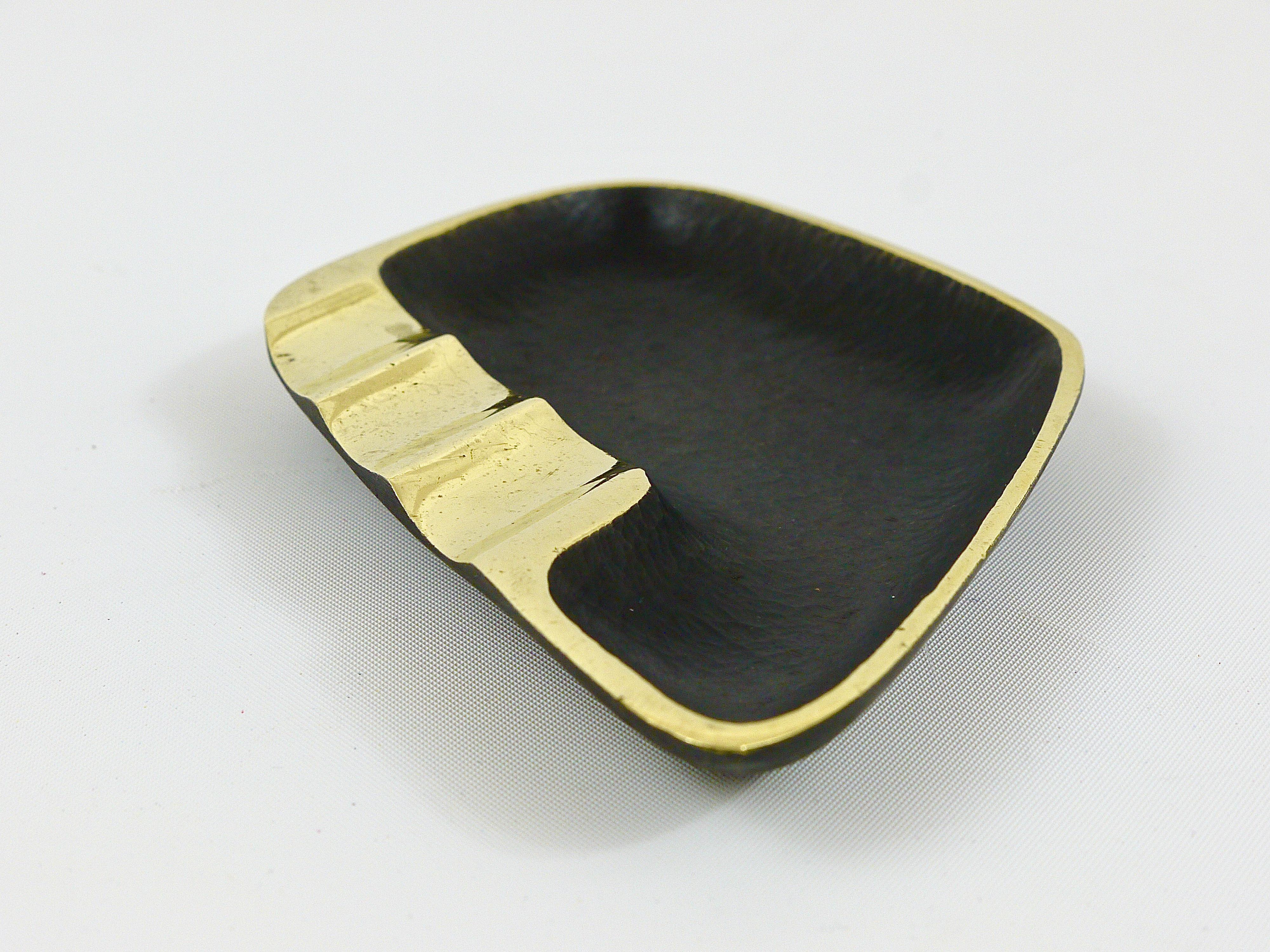 Walter Bosse Asymmetrical Modernist Black Brass Ashtray by Herta Baller, 1950s For Sale 4