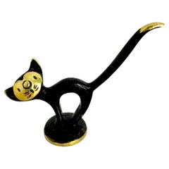 Walter Bosse Brass Bronze Cat Figurine, Baller Austria, 1950s