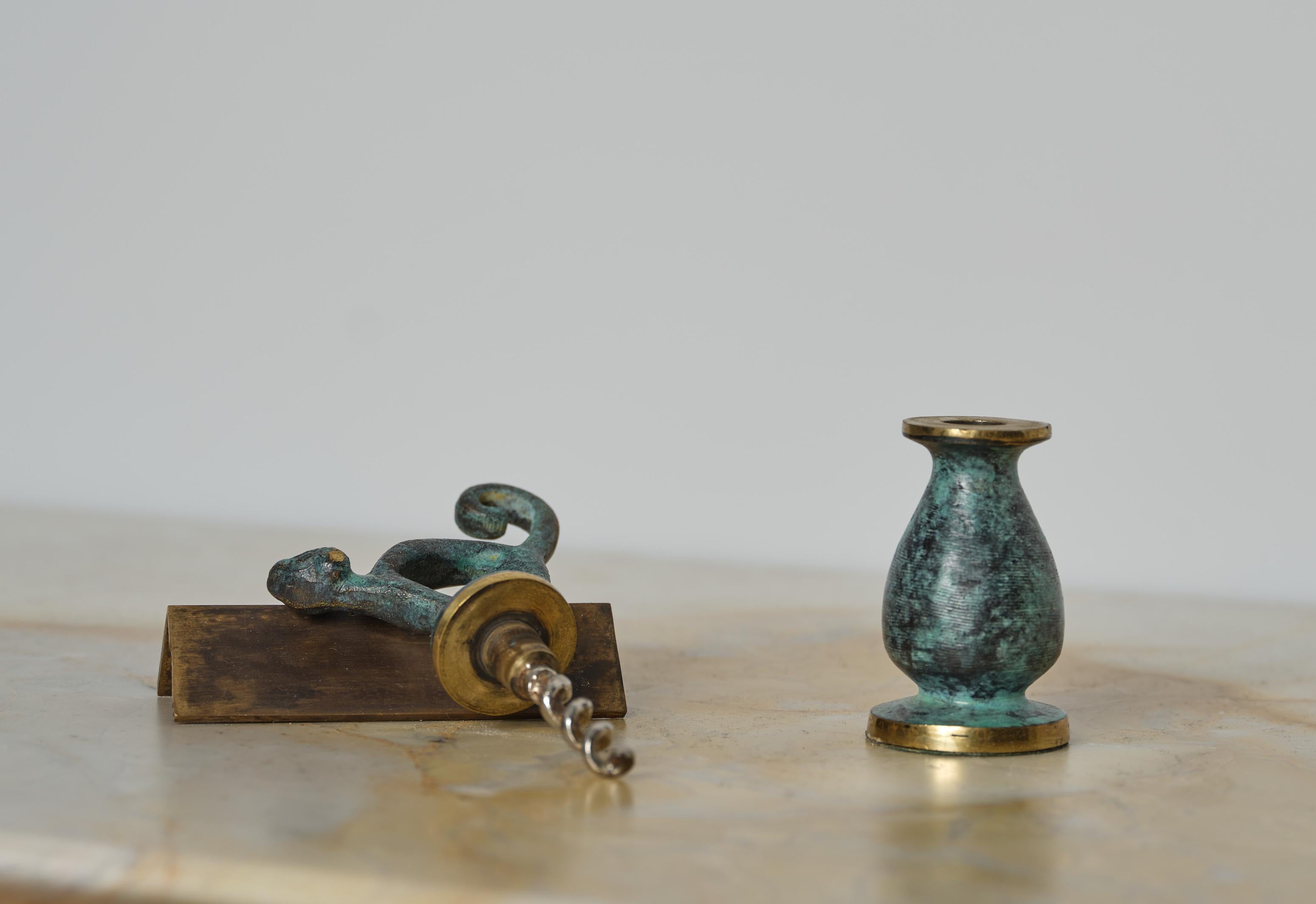 Mid-Century Modern Walter Bosse Brass Cat Corkscrew – Mid-Century Austrian Design For Sale