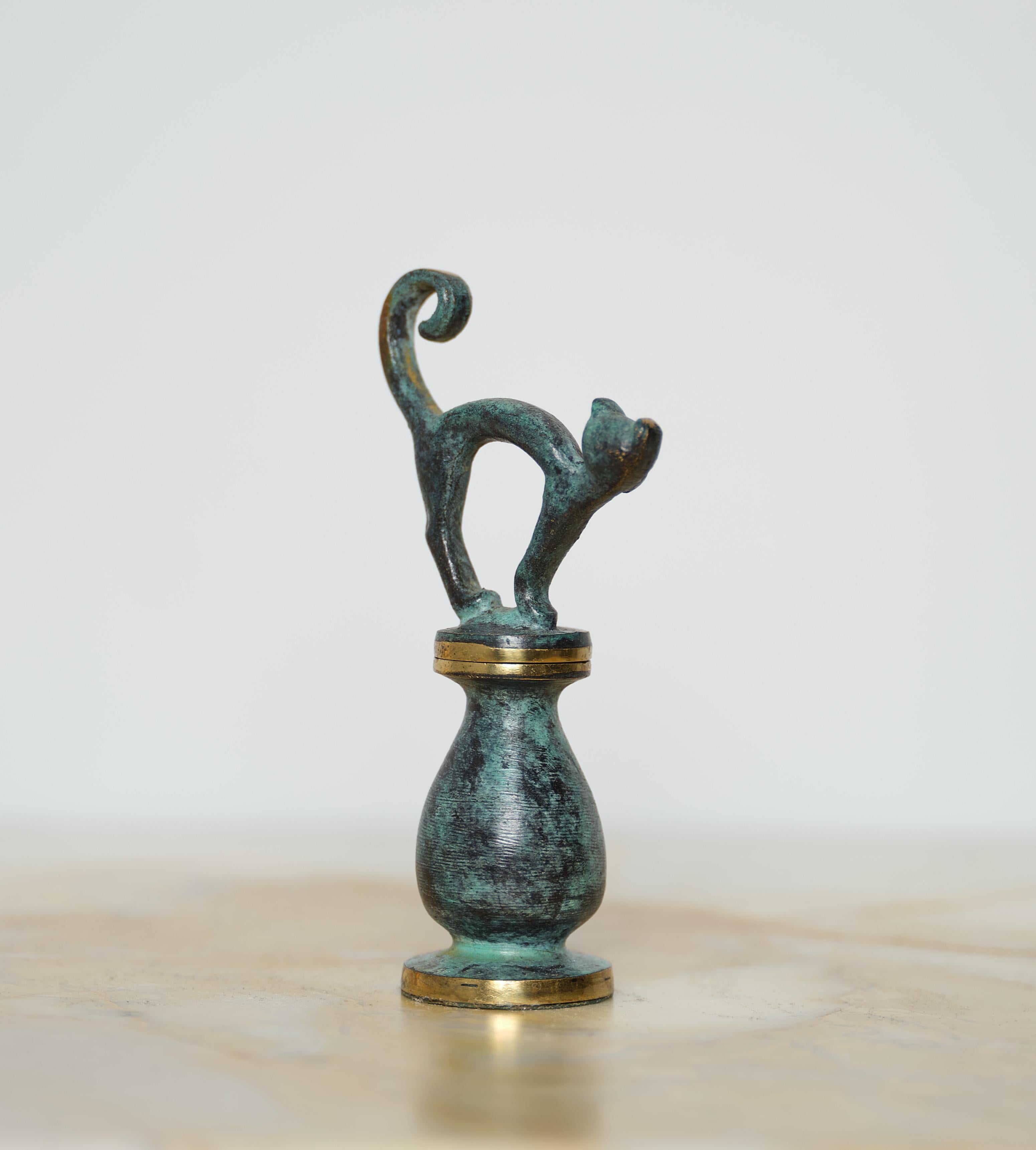 Mid-20th Century Walter Bosse Brass Cat Corkscrew – Mid-Century Austrian Design For Sale