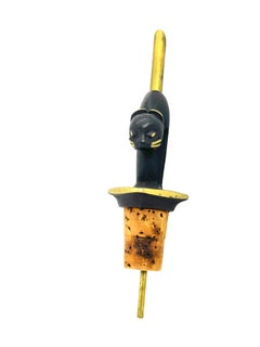 Walter Bosse Brass Cat Figurine Bottle Stopper Pourer, Baller Austria, 1950s