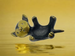 Walter Bosse Brass Cat Figurine Candle Holder, Baller Austria, 1950s