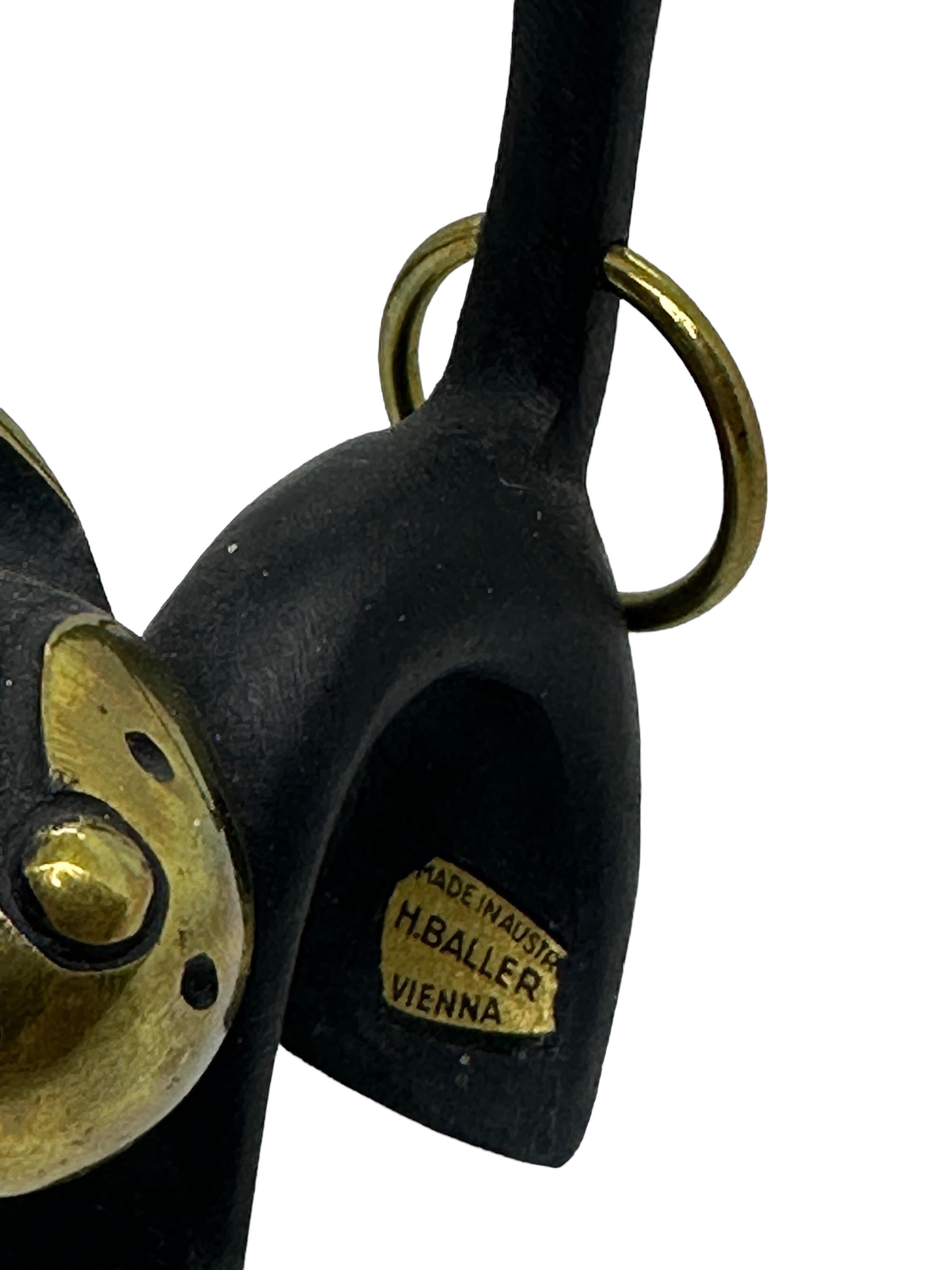Austrian Walter Bosse Brass Cat Figurine Jewelry Ring Holder, Baller Austria, 1950s For Sale
