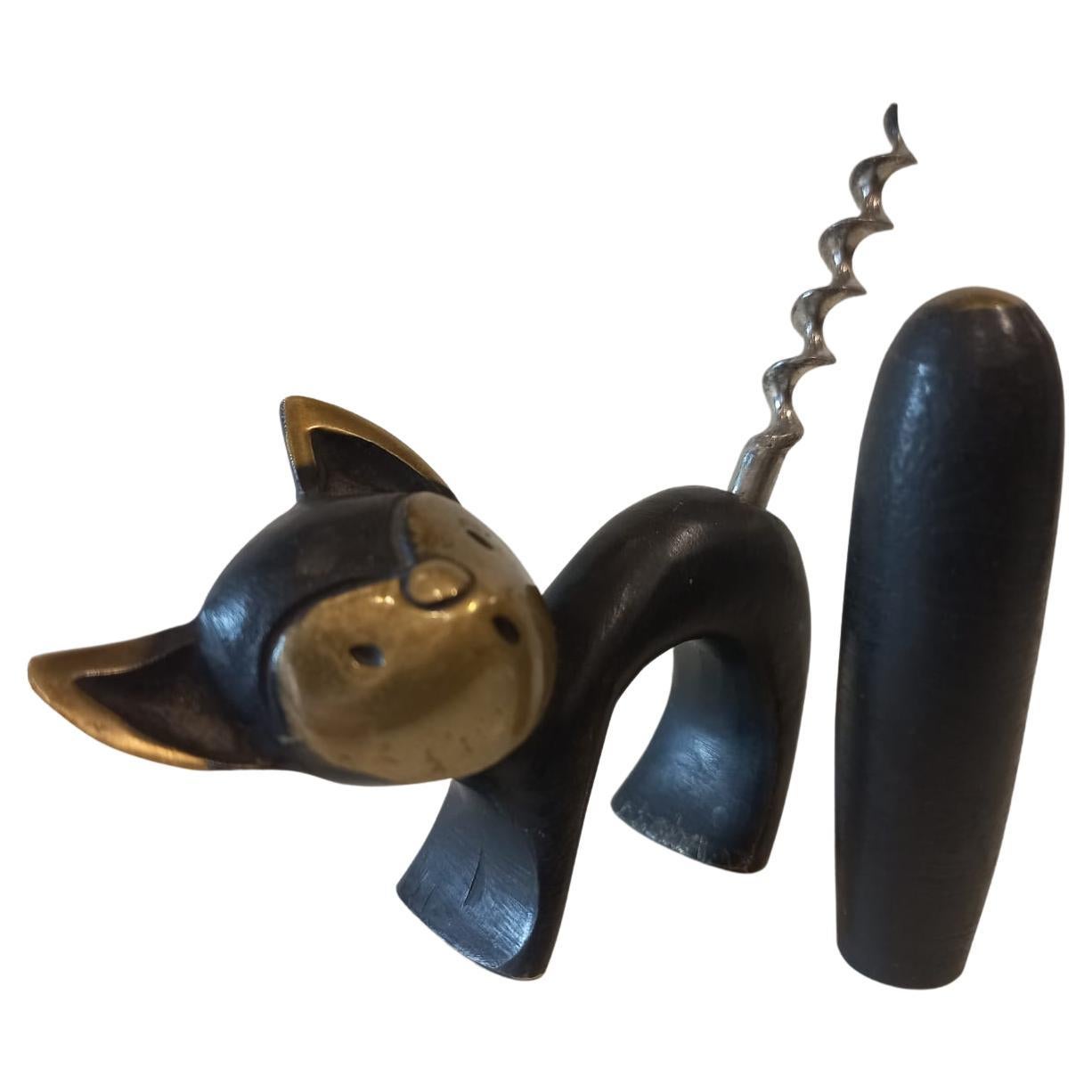 Walter Bosse Brass Corkscrew Cat, Vienna Austria For Sale