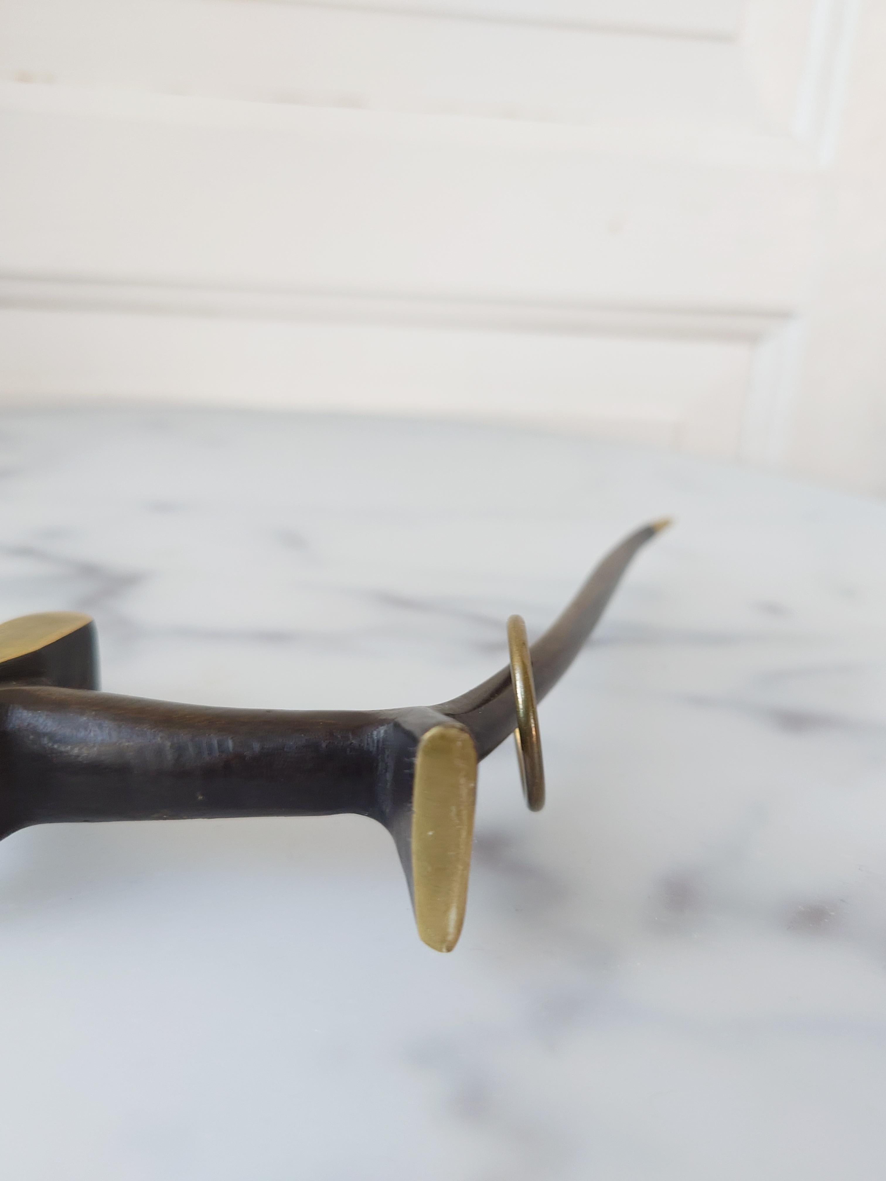 Walter Bosse Brass Dog Figurine Jewelry Ring Holder, Herta Baller Austria, 1950s For Sale 4