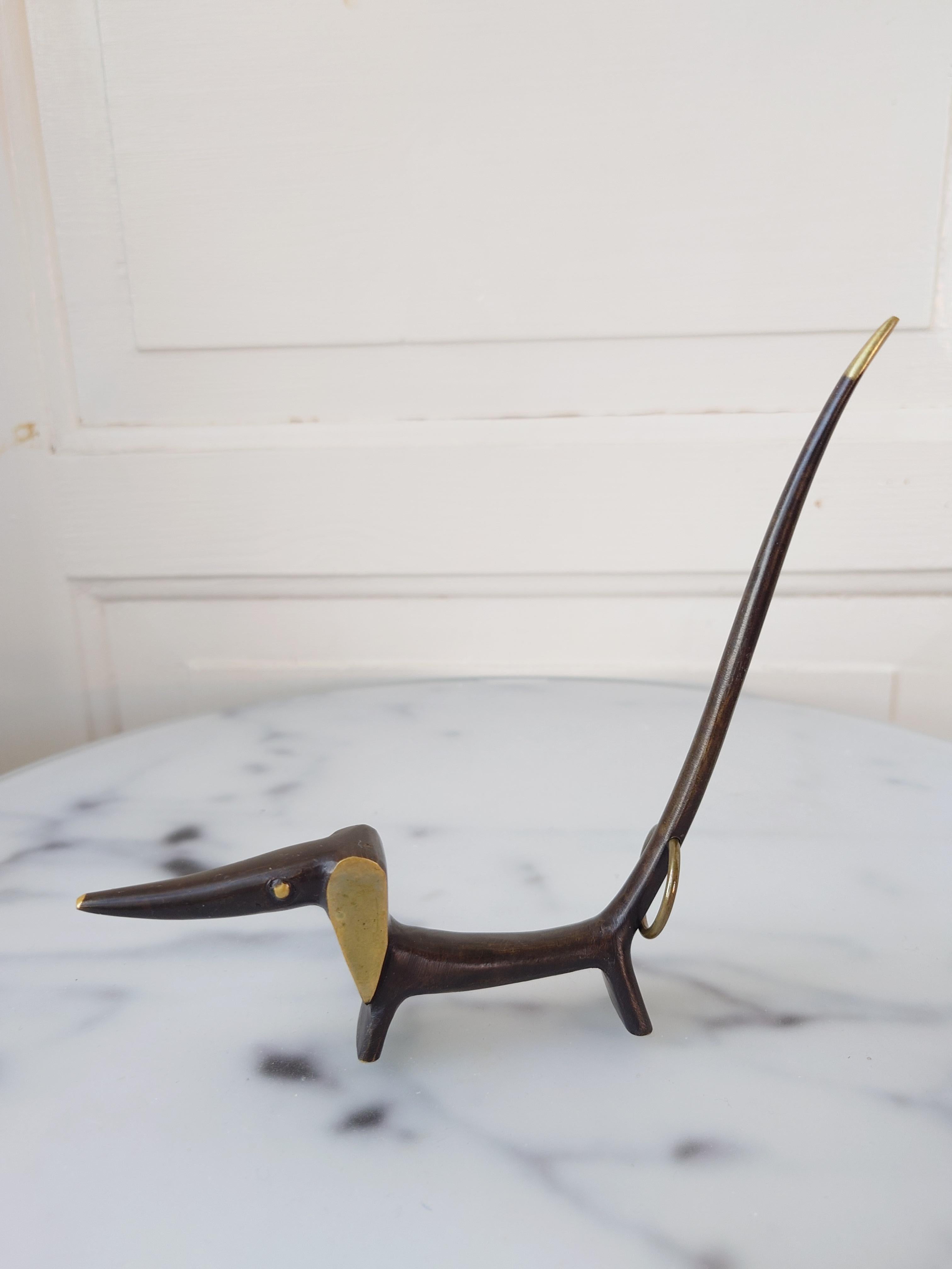 Walter Bosse Brass Dog Figurine Jewelry Ring Holder, Herta Baller Austria, 1950s For Sale 5