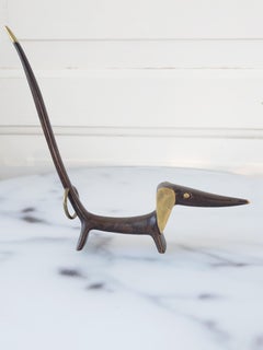 Walter Bosse Figurine de chien en laiton Porte-bagues, Herta Baller Autriche, années 1950