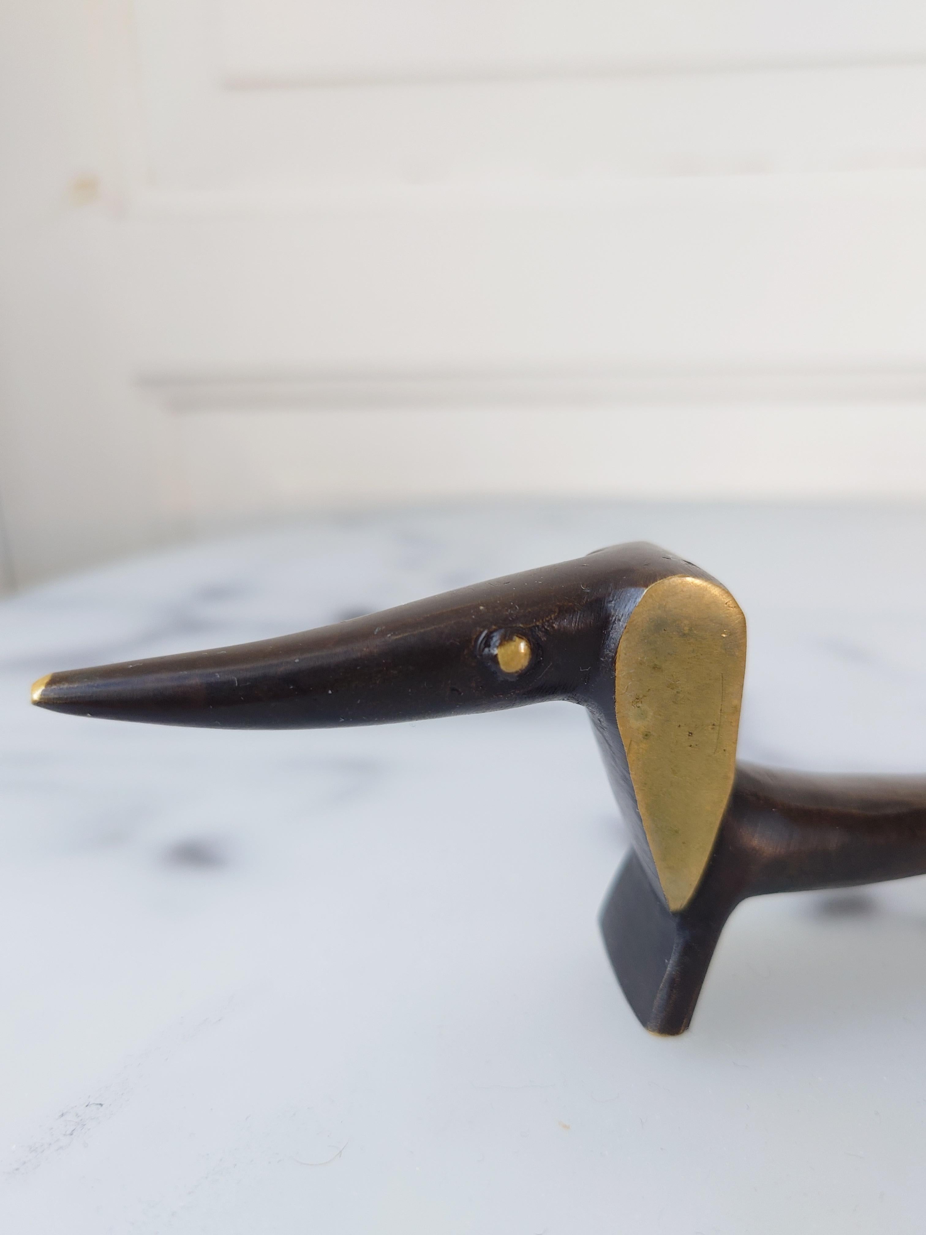 Walter Bosse Brass Dog Figurine Jewelry Ring Holder, Herta Baller Austria, 1950s In Good Condition For Sale In Boden, SE