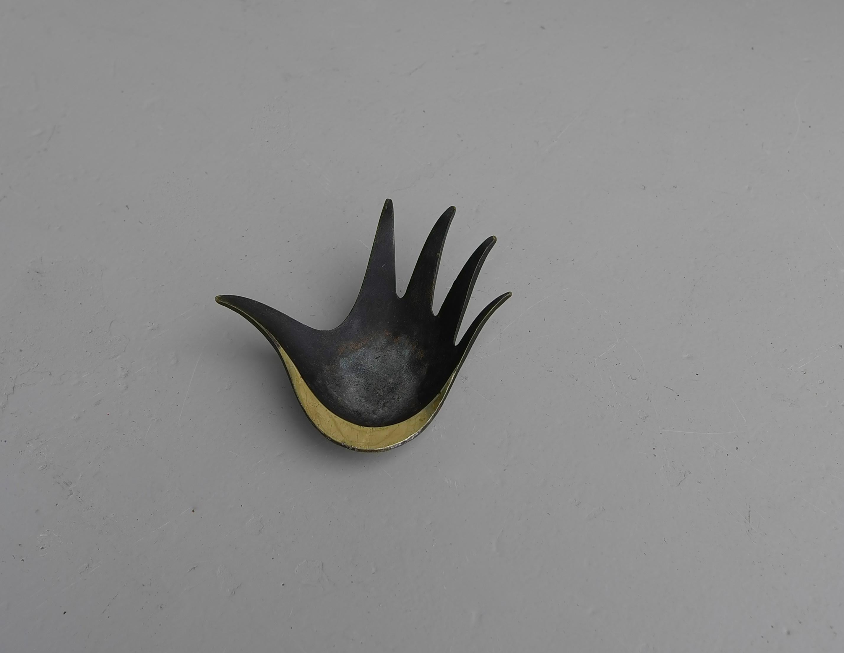 Mid-Century Modern Walter Bosse Brass Hand Ashtray, Austria 1950's