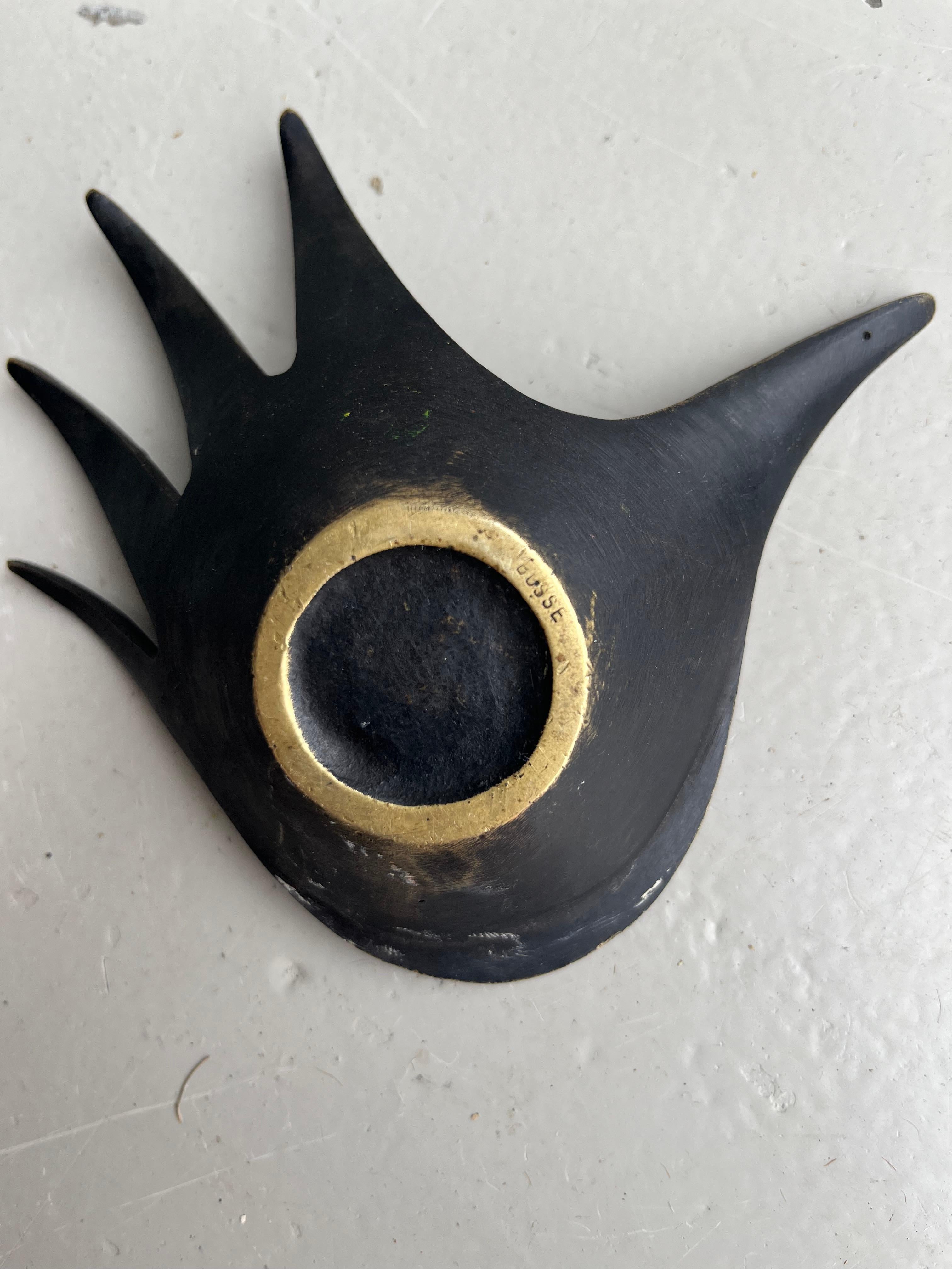 Austrian Walter Bosse Brass Hand Ashtray, Austria 1950's