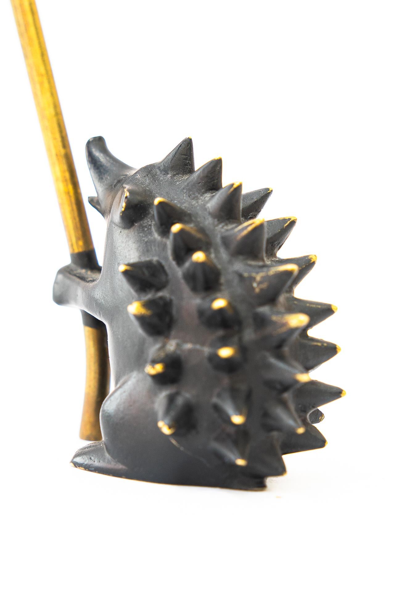 Walter Bosse brass hedgehog figurine pretzel holder, ring holder around 1950s For Sale 2