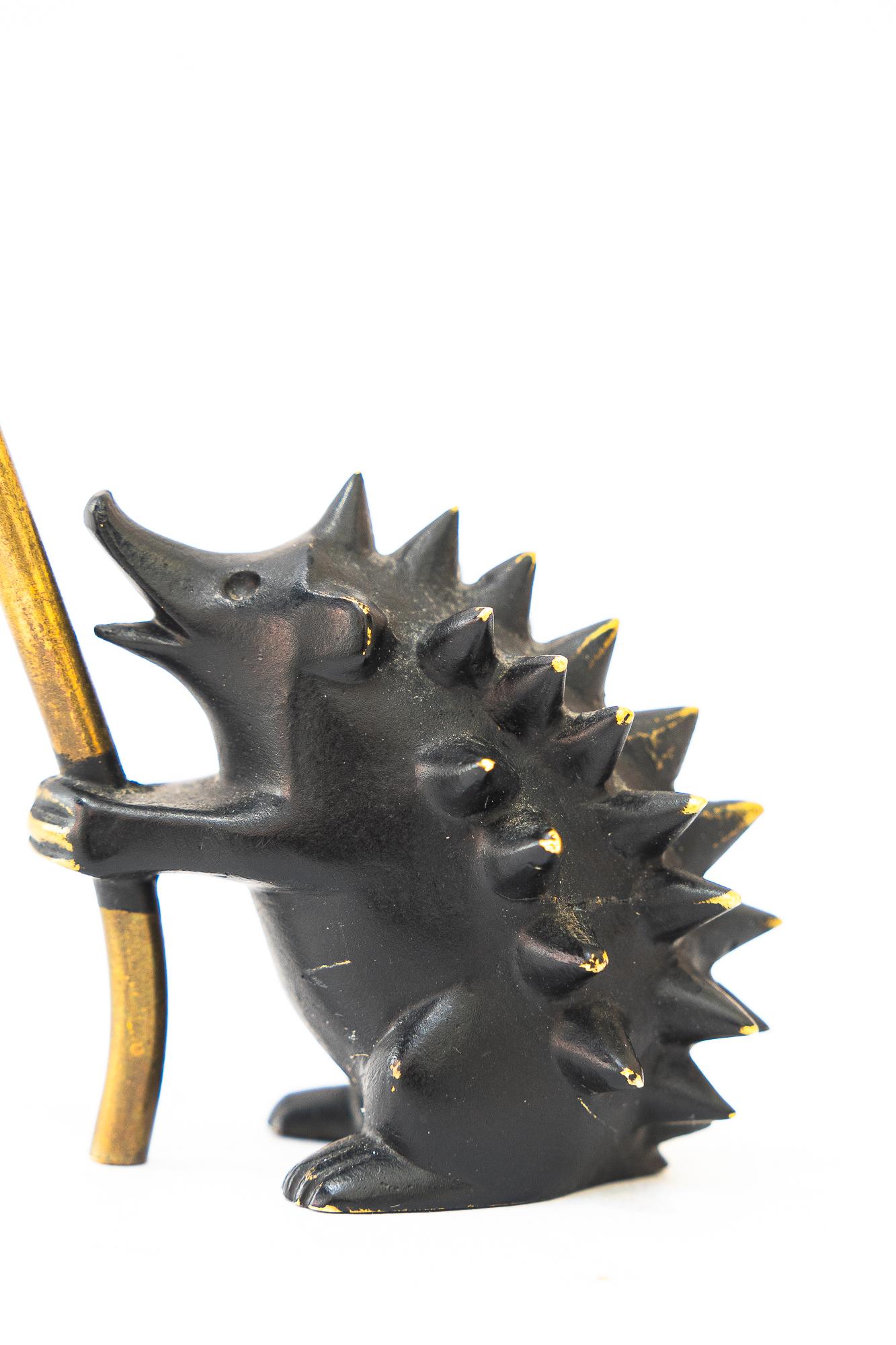 Walter Bosse brass hedgehog figurine pretzel holder, ring holder around 1950s For Sale 1