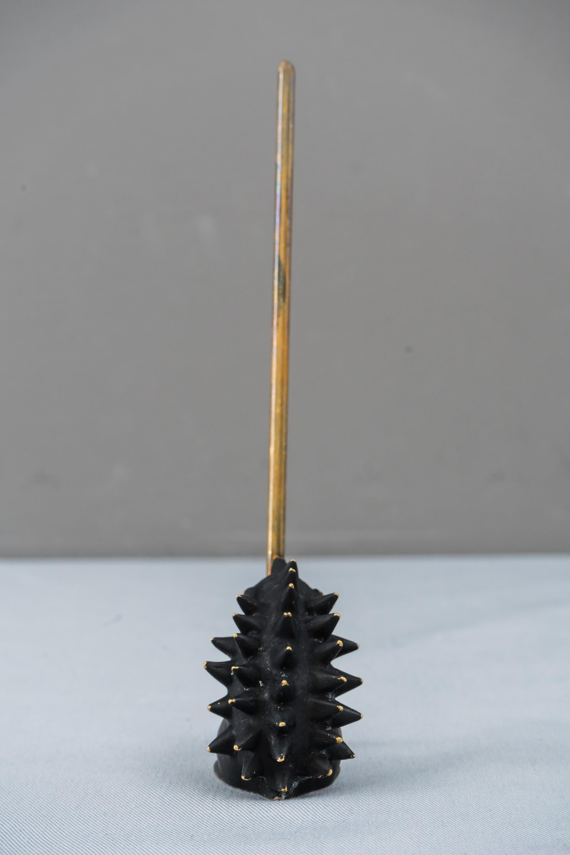 Mid-Century Modern Walter Bosse Brass Hedgehog Figurine Pretzel Holder, Ring Holder