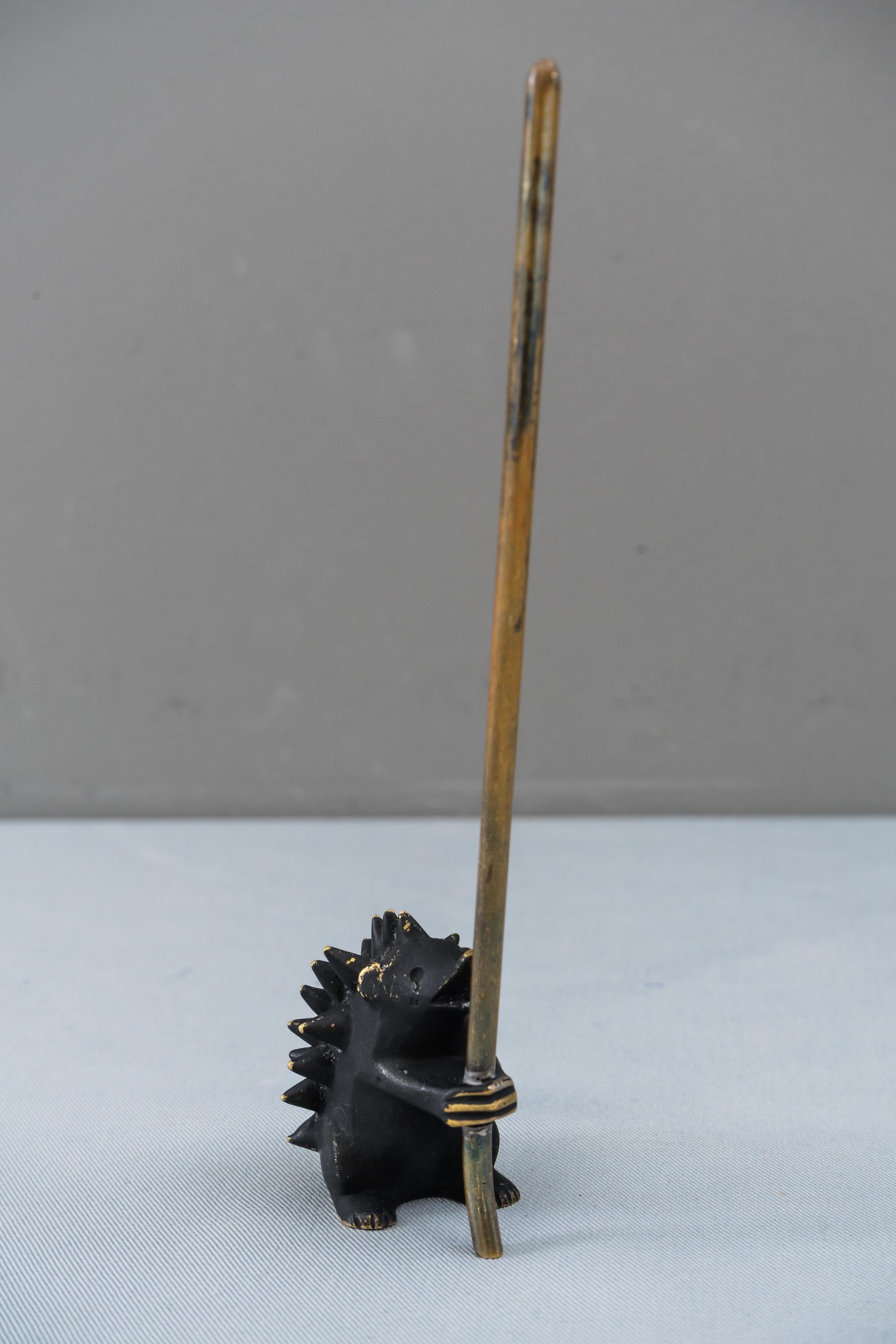 Blackened Walter Bosse Brass Hedgehog Figurine Pretzel Holder, Ring Holder