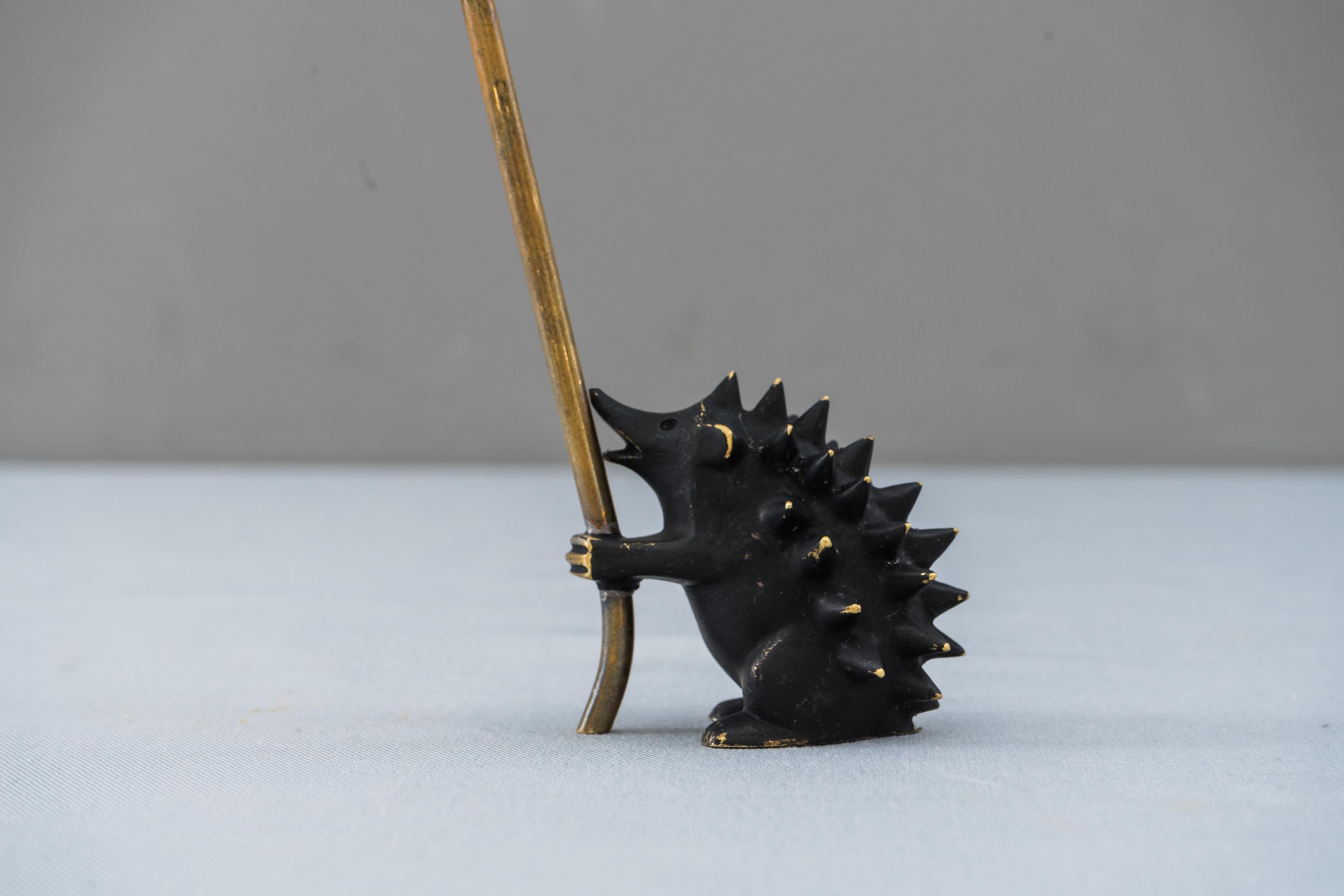 Mid-20th Century Walter Bosse Brass Hedgehog Figurine Pretzel Holder, Ring Holder