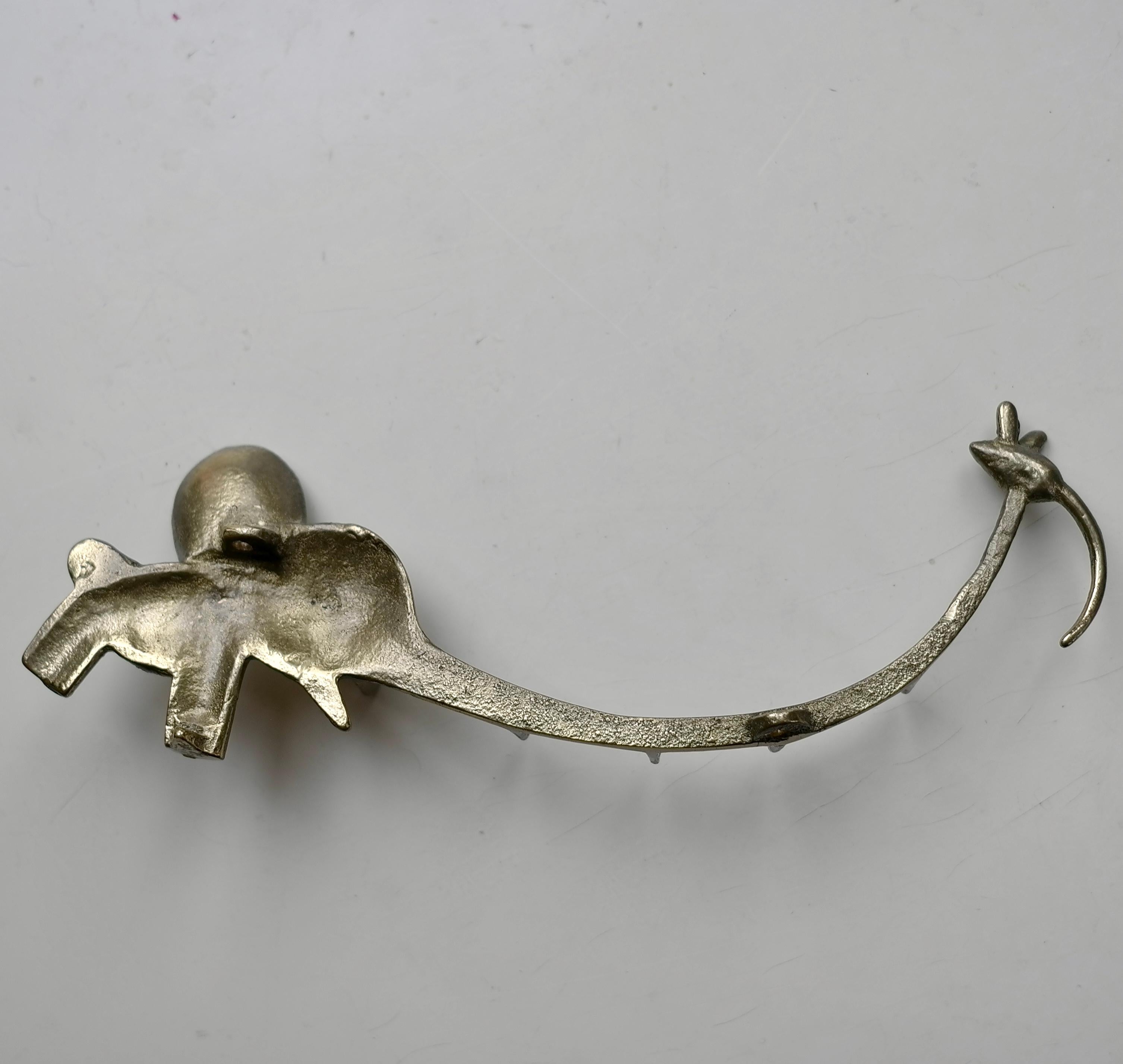 Austrian Walter Bosse Brass Key Hanger Elephant and Mouse, Hertha Baller, Austria, 1950s