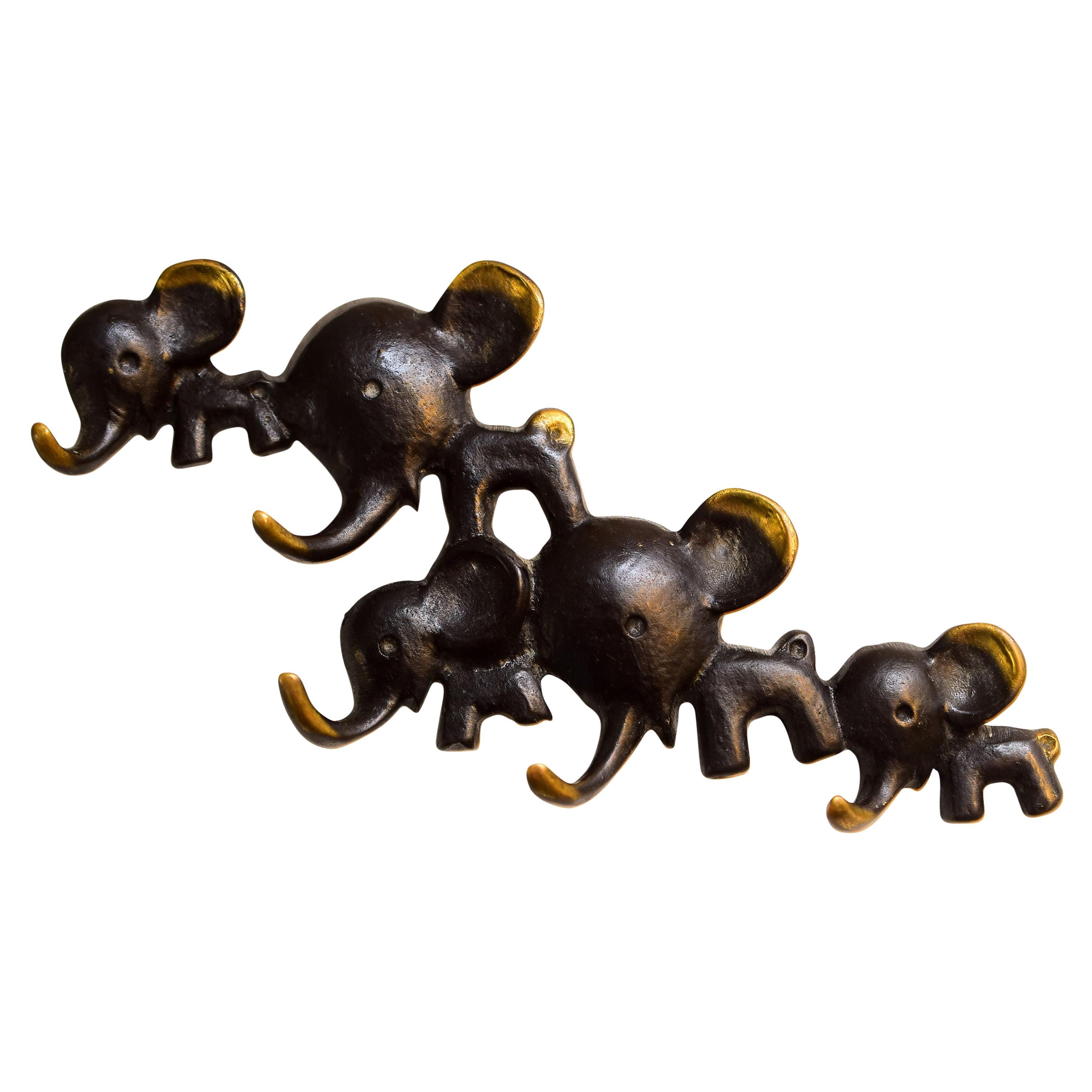 Walter Bosse Brass Key Hanger of a Elephant Group Made by Hertha Baller