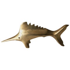 Brass Marlin Fish Figurine Paper Weight, Austria 1950s