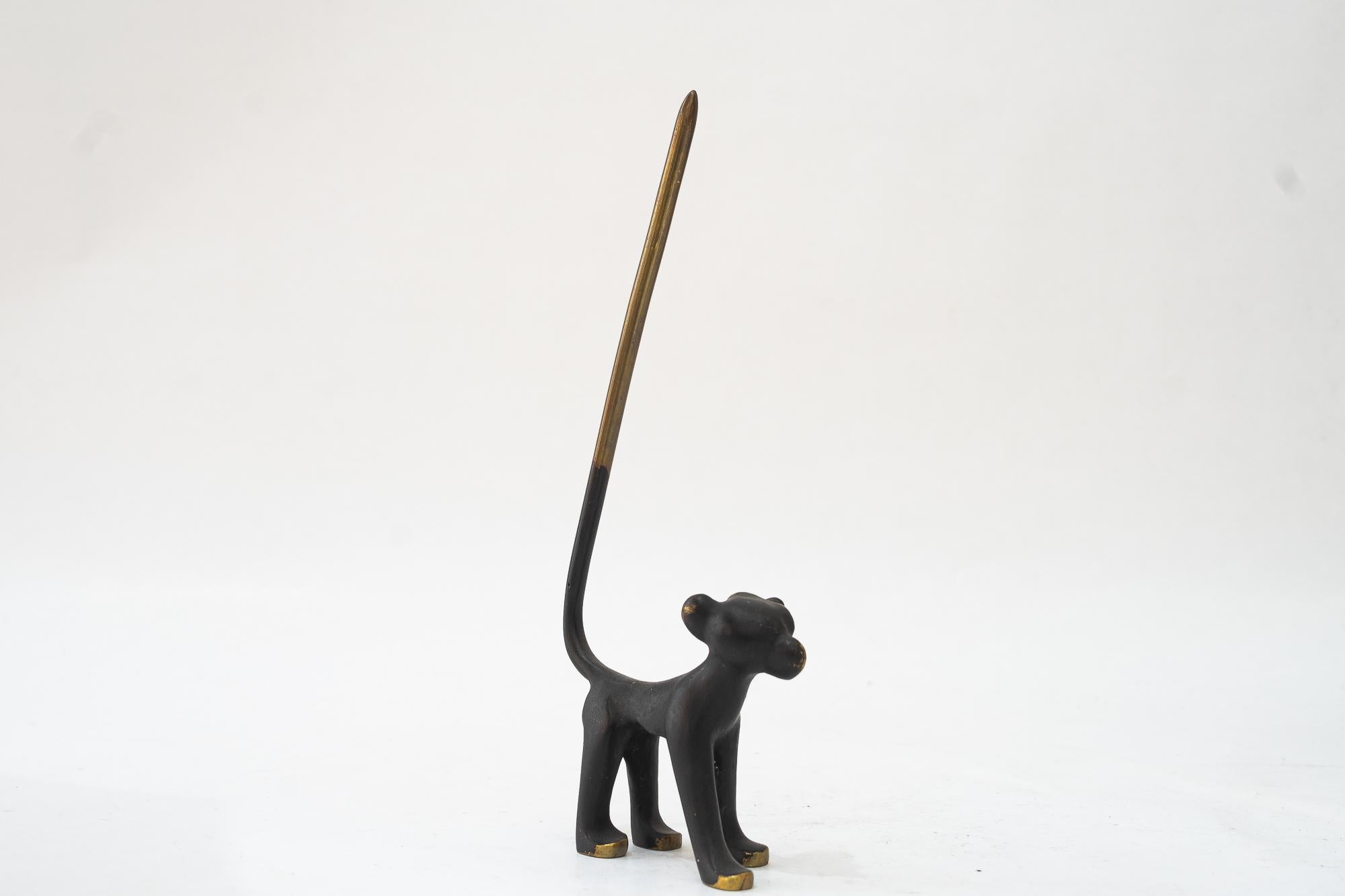 Blackened Walter Bosse Brass Monkey Figurine Pretzel Holder, Ring Holder For Sale