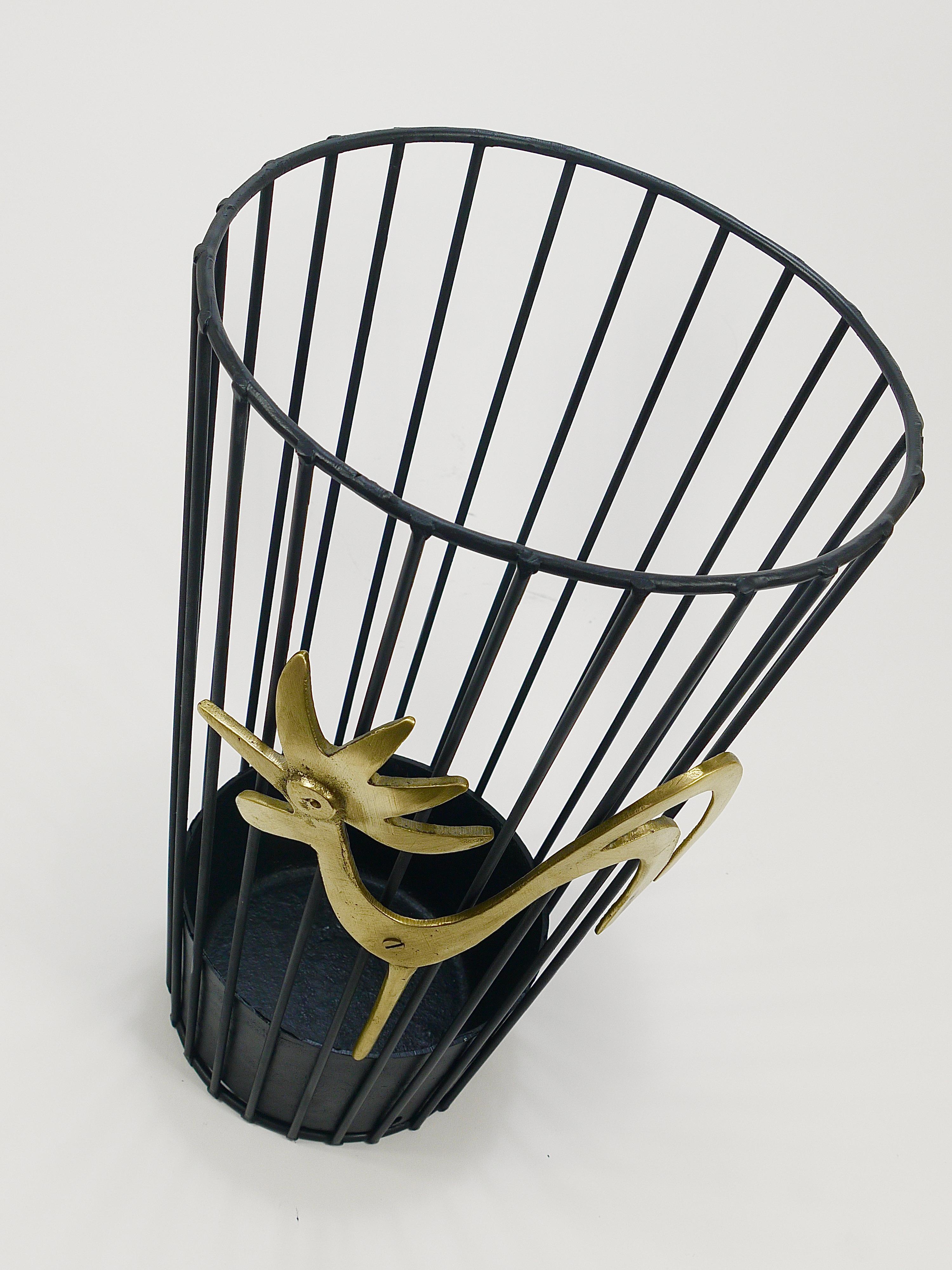 Walter Bosse Brass Rooster Mid-Century Umbrella Stand for Herta Baller, 1950s For Sale 2