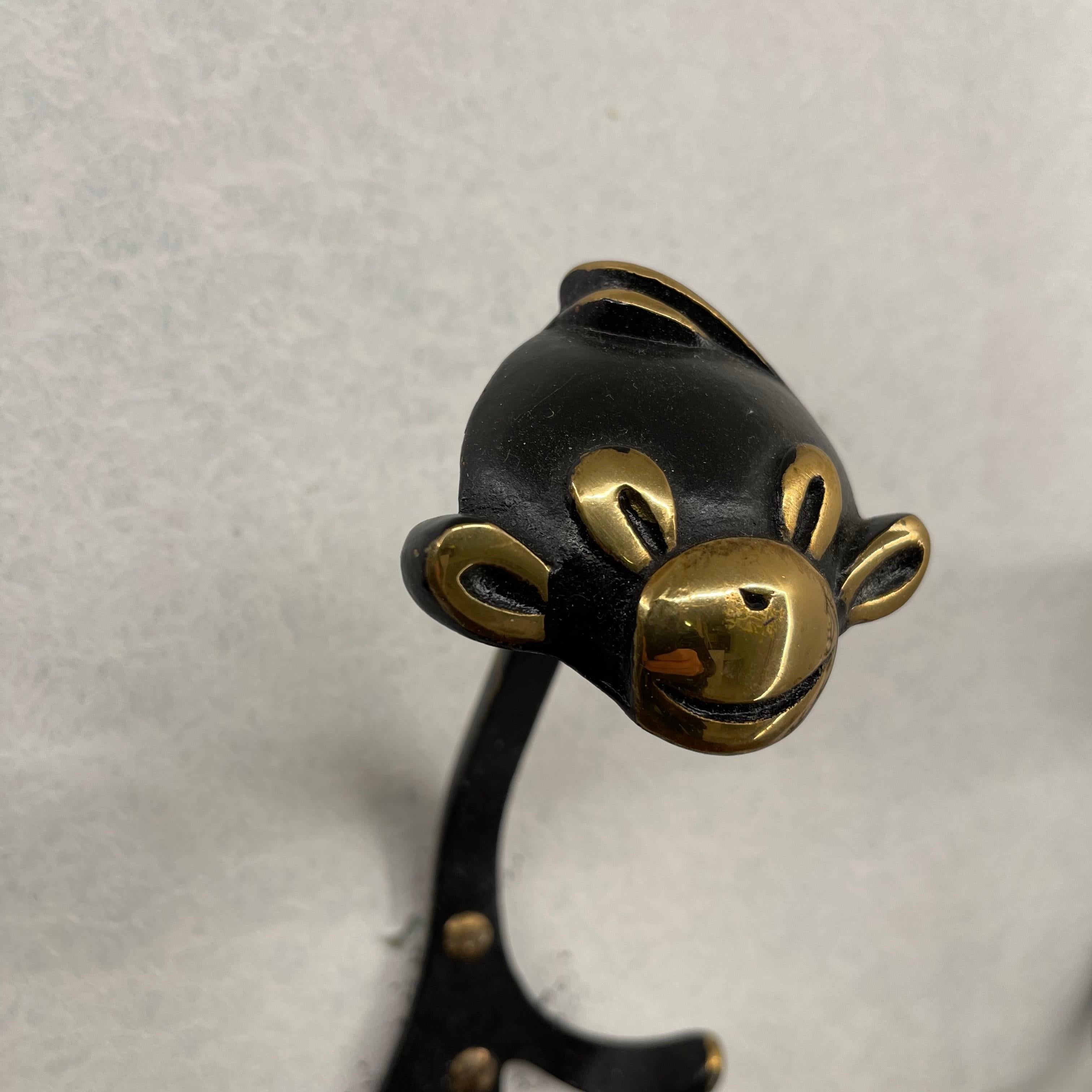 Walter Bosse Brass Wall Hooks Model 'Zoo', 6 Pieces Available, Austria 1950s For Sale 9