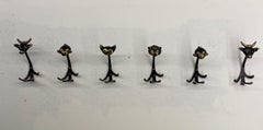 Walter Bosse Brass Wall Hooks Model 'Zoo', 6 Pieces Available, Austria 1950s