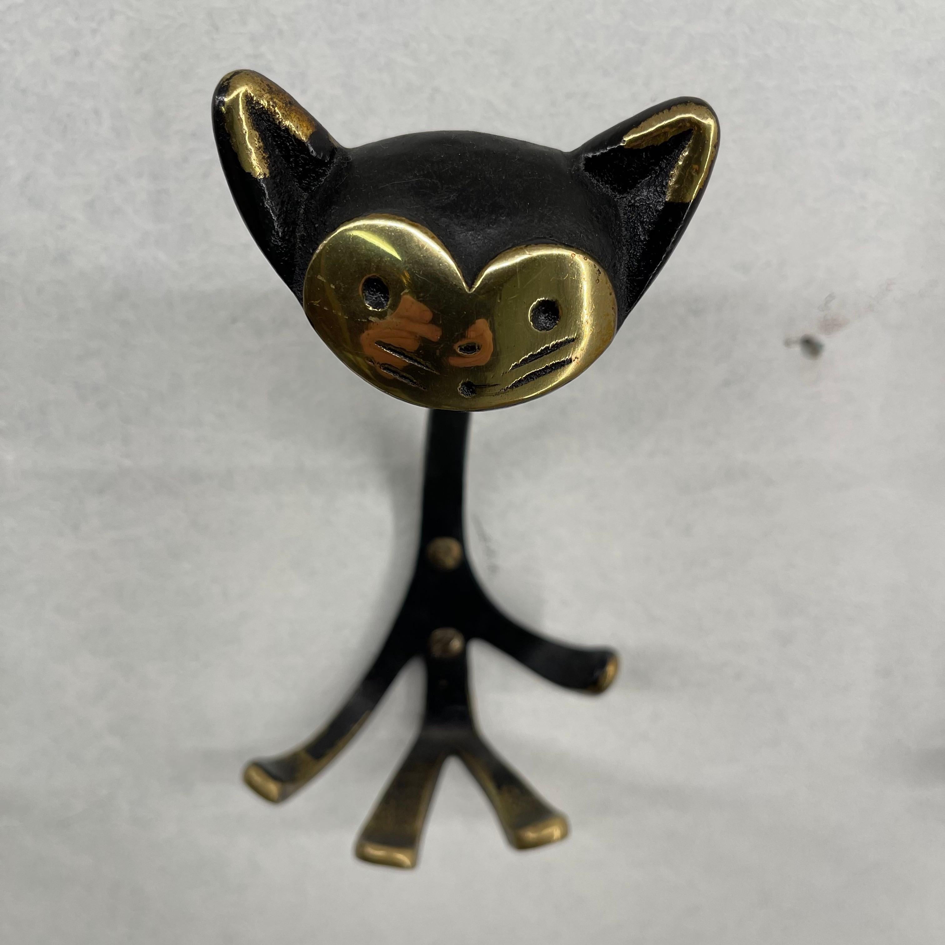 Blackened Walter Bosse Brass Wall Hooks Model 'Zoo', 6 Pieces Available, Austria 1950s For Sale