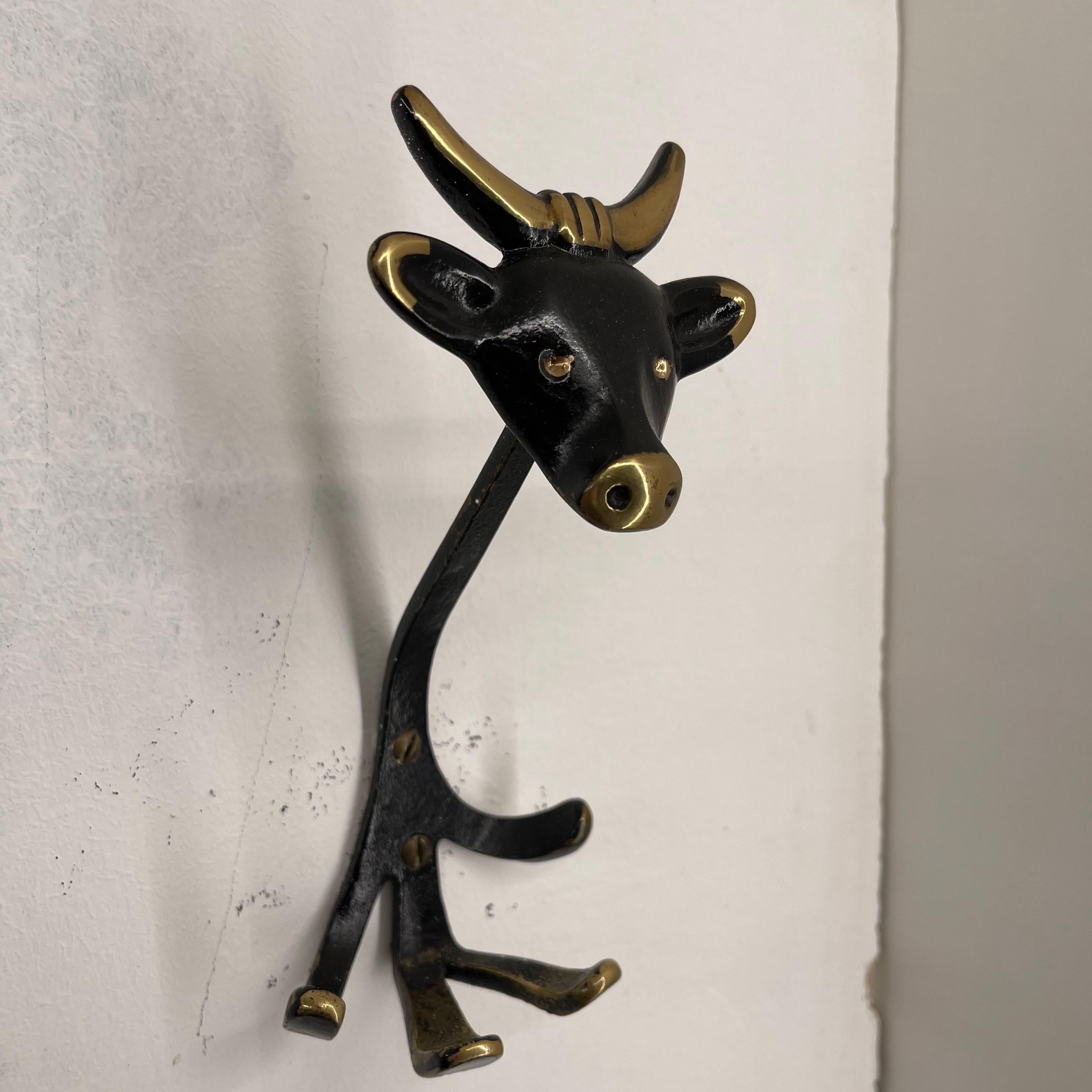 Walter Bosse Brass Wall Hooks Model 'Zoo', 6 Pieces Available, Austria 1950s For Sale 2