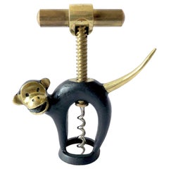 Vintage Walter Bosse Bronze Black Monkey Corkscrew Bottle Opener