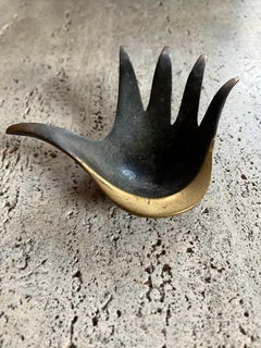 Walter Bosse Bronze Hand Vide Poche, Bowl, Black and Gold Line
