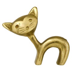 Vintage Walter Bosse Cat Brass Figurine Pen Holder, Hertha Baller, Austria, 1950s