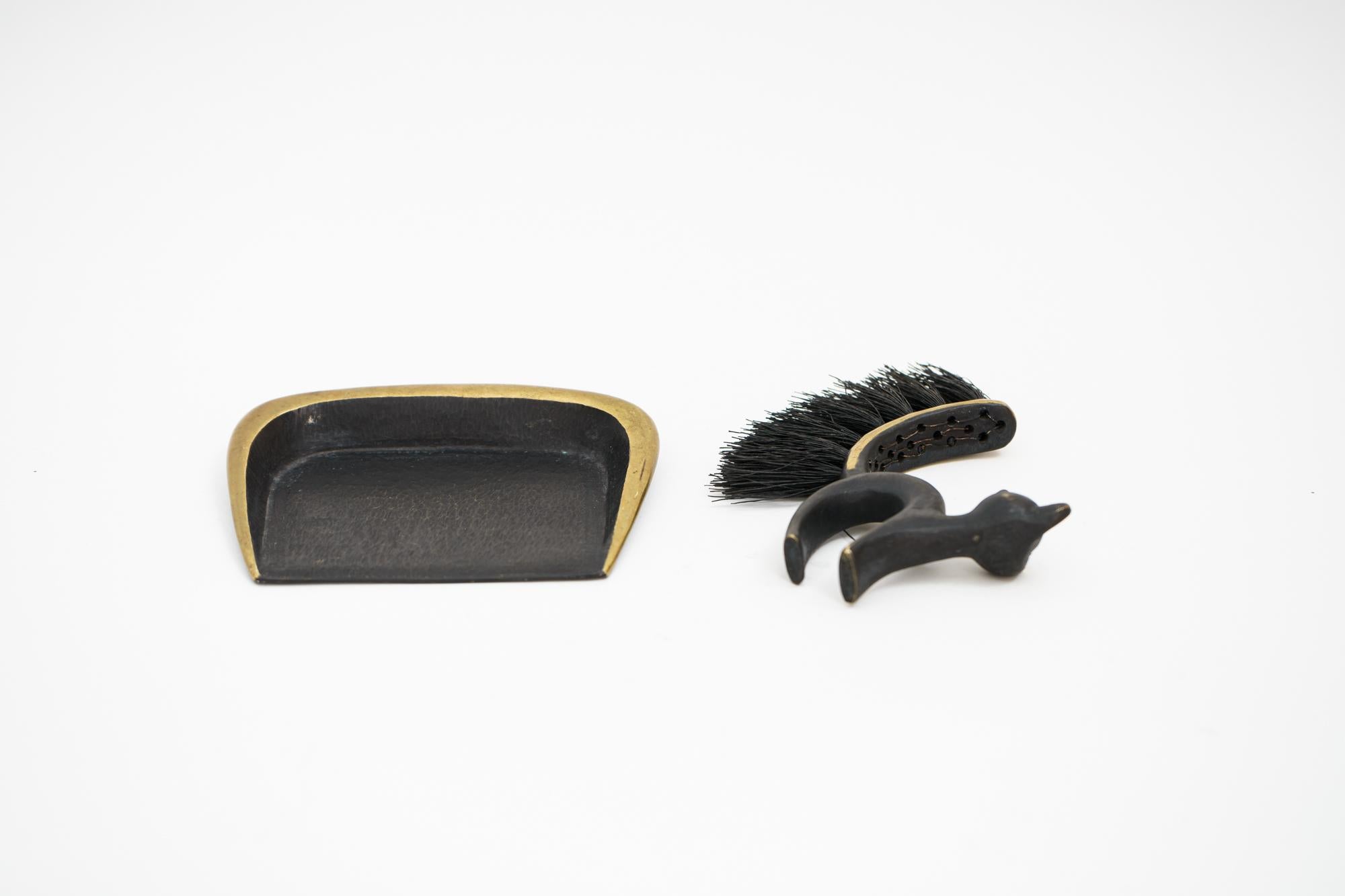 Mid-Century Modern Walter Bosse Cat Crumbs Table Cleaning Set for Hertha Baller, Austria, 1950s For Sale